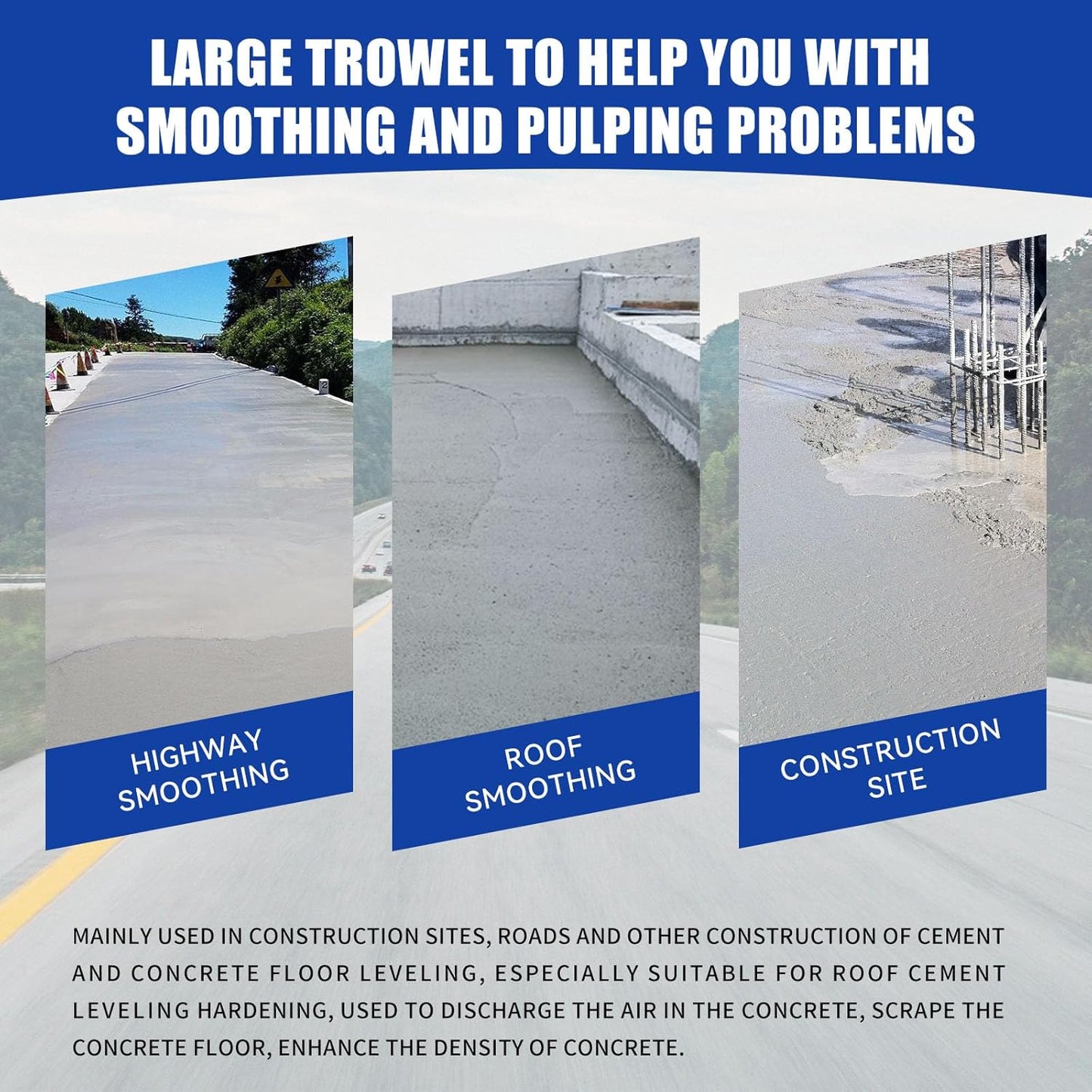 Stainless Steel Concrete Float - 46 x 8" Bull Float Concrete Finishing Tools Kit With 4 x 3.8 Feet Float Handle Concrete Surface Smoothing Tool