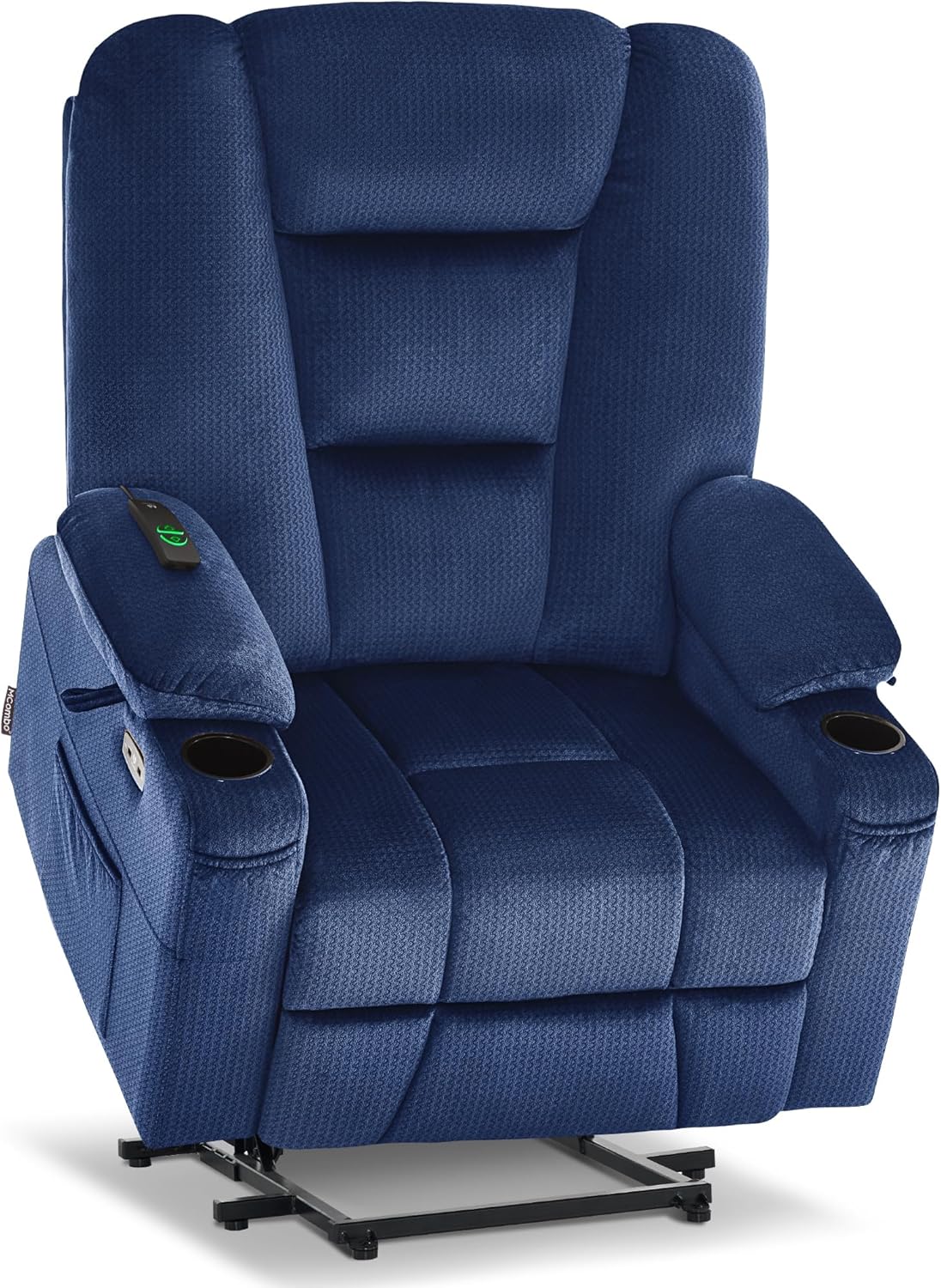 MCombo Large Power Lift Recliner Chair Sofa with Massage and Heat for Big and Tall Elderly People, 3 Positions, Cup Holders, and USB Ports, Fabric 7549 (Large, Burgundy)