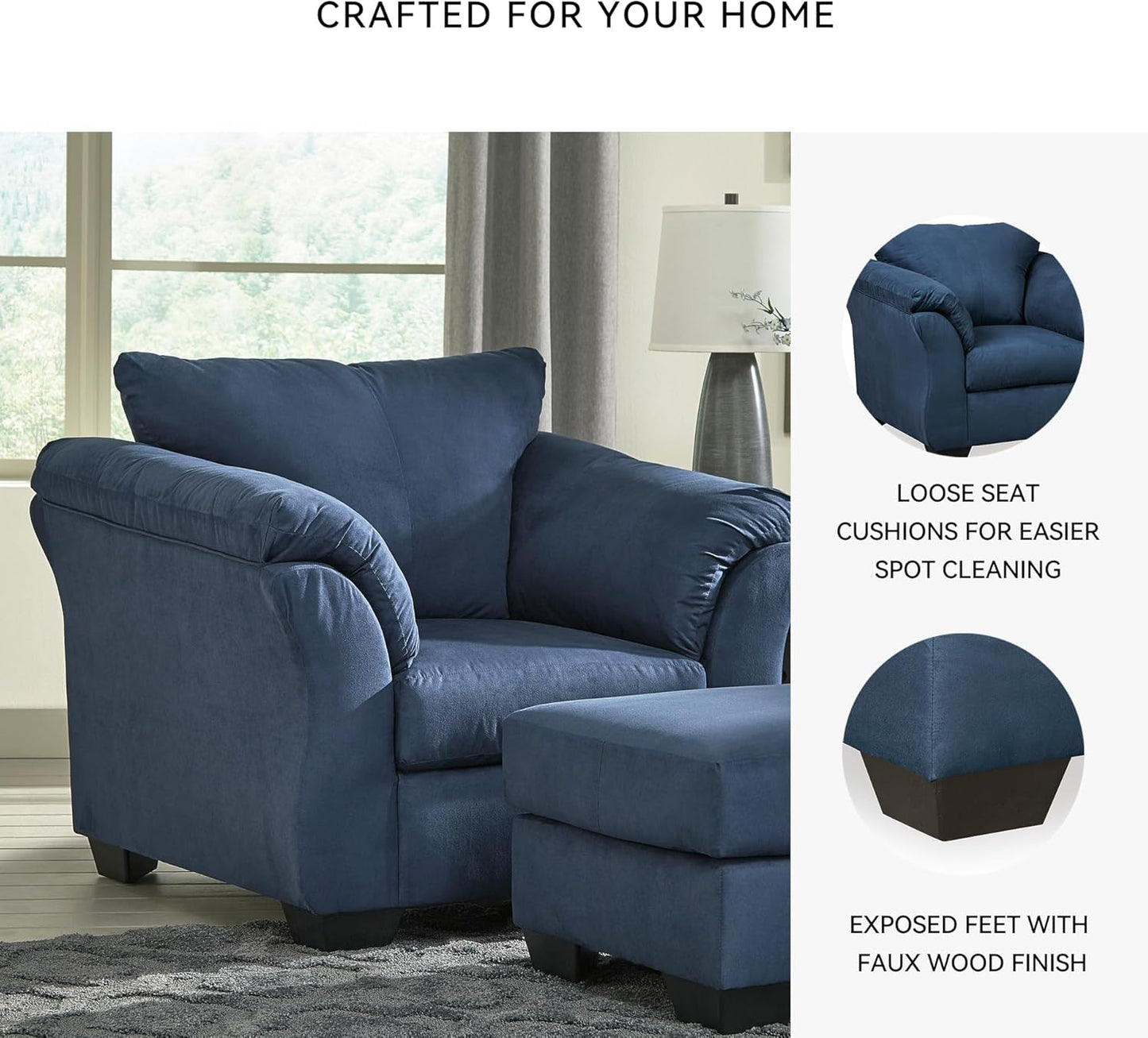 Signature Design by Ashley Darcy Casual Plush Chair, Dark Blue