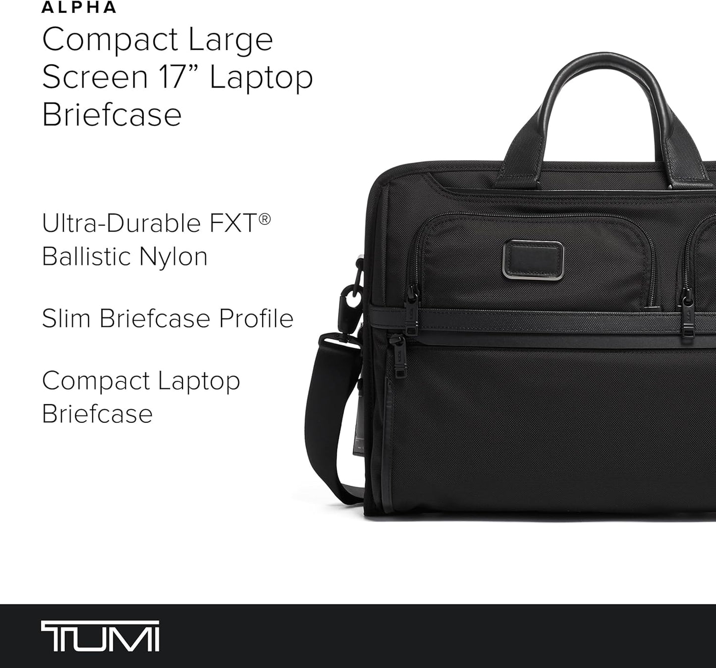 TUMI - Compact Large Screen Laptop Brief Bag - Professional Briefcase - Fits Up to 17" Laptops & Tablets - Black