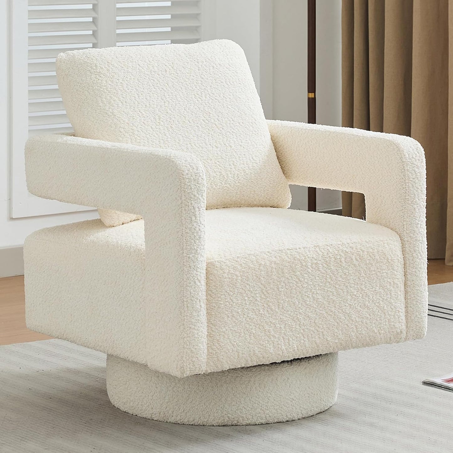 Swivel Accent Chair Set of 2, Modern Swivel Barrel Chair for Living Room, 360 Degree Comfy Square Accent Chair with Open Back, Upholstered Armchair for Bedroom,Reading, Linen Blend, Pale Green