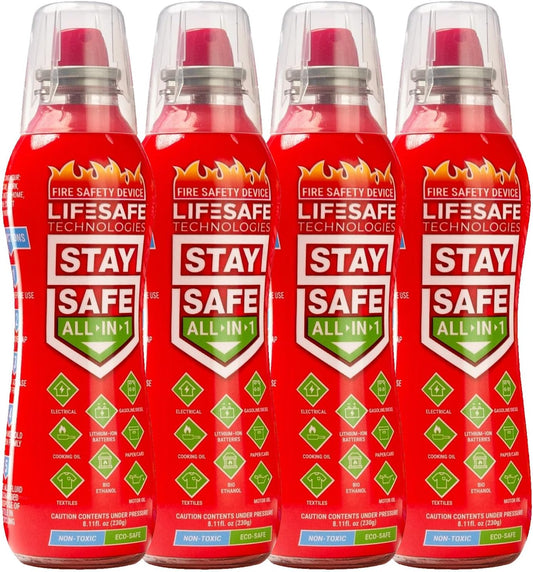 StaySafe All-in-1 Portable Fire Extinguishing Spray By LifeSafe Technologies | Compact Fire Extinguisher For 10 Types of Fires | Non-Toxic, Non-Hazardous & Eco-Friendly
