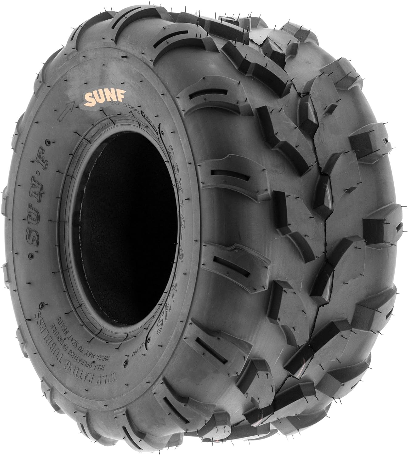 SunF A003 ATV/UTV/Lawn-Mowers Off-Road Tire 20x10-8, 6 PR, Directional Knobby Tread