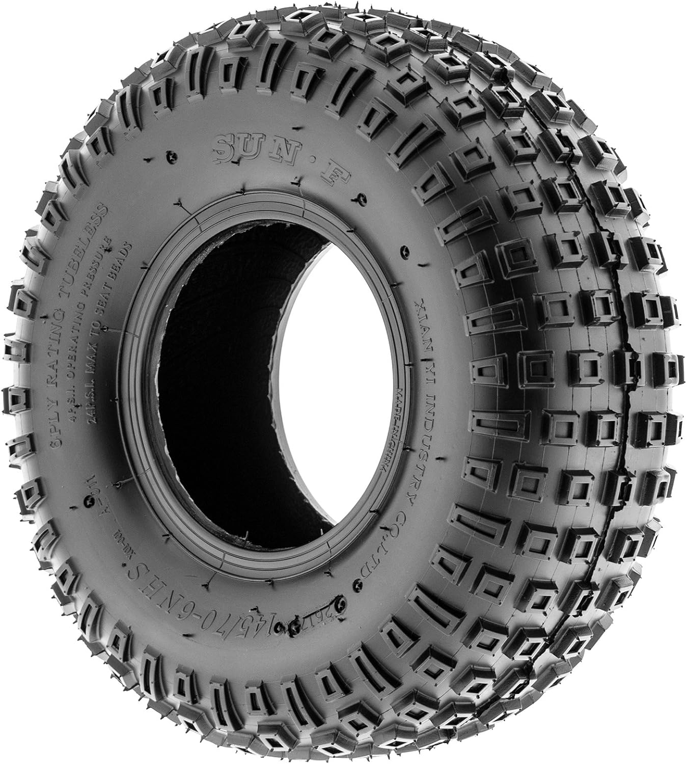 Set of 4 SunF A011 XC Sport ATV & Go Karts Knobby Tires 145/70-6 (14x6-6), 6 PR, Tubeless