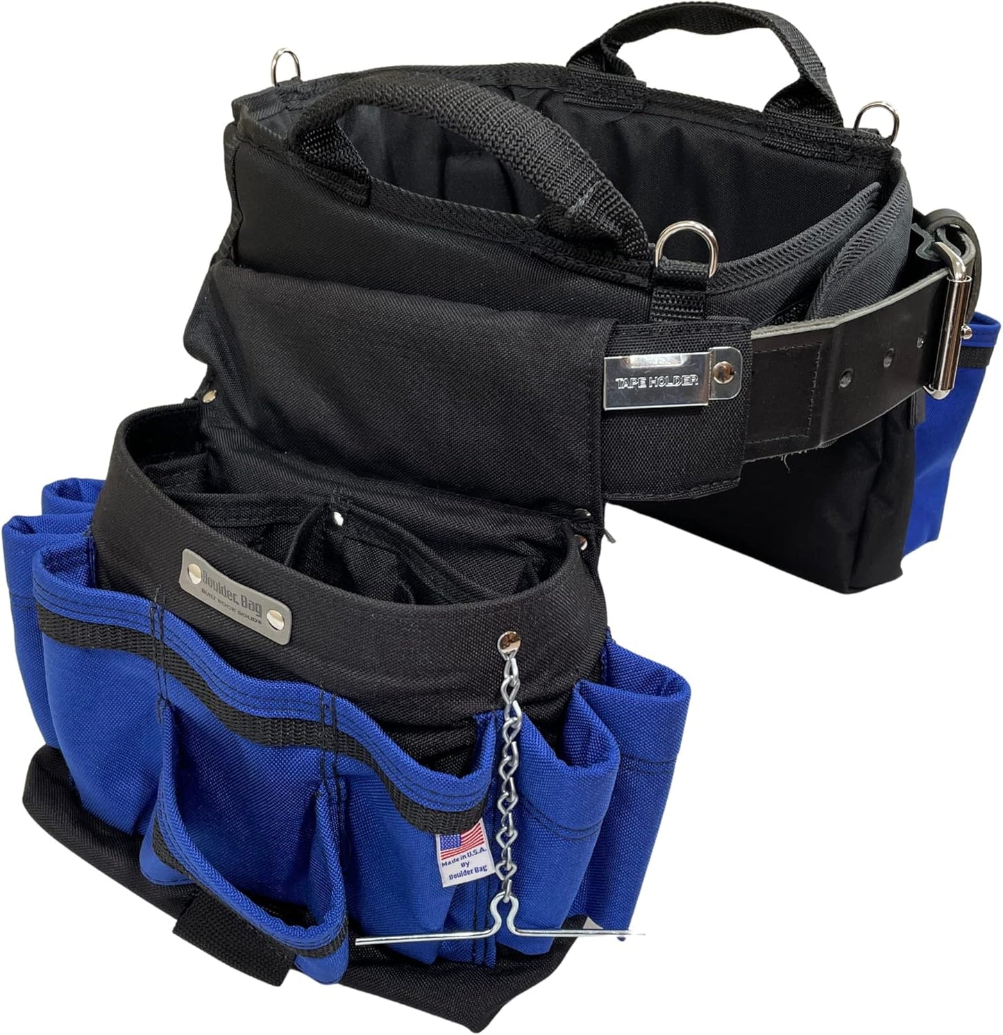 BOULDER BAG Ultimate Electrician's MAX Combo with Comfort Back Support Tool Belt, Leather Belt Buckle, Heavy Duty Tool Belt, Black, (Medium 28-32 Inch Waist), Tool Belt Made in USA