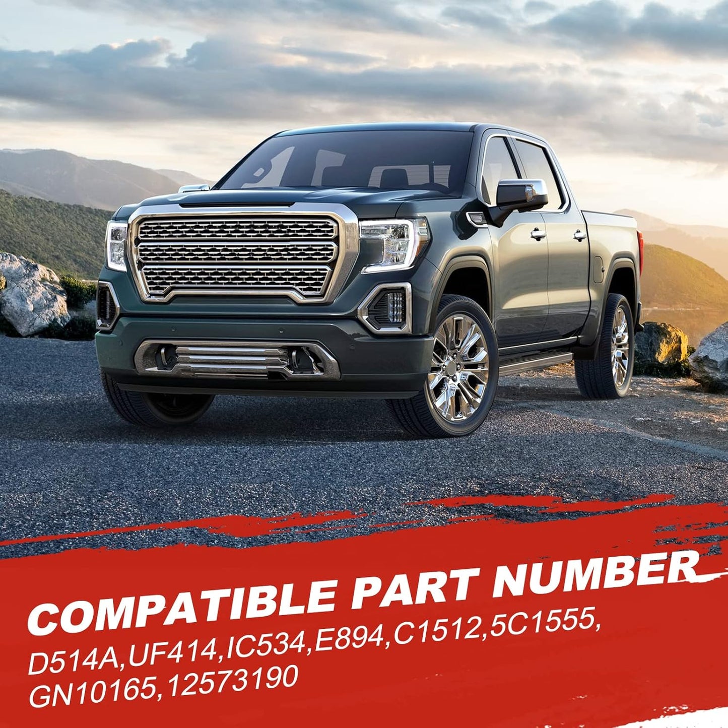 Set of 8 Round Ignition Coil UF414 + 748UU Spark Plug Wire Set, Compatible with Chevrolet GMC Pontiac Impala Corvette Tahoe Express Escalade Silverado 1500 2500 3500, Replacement for C1512 UF414 D514A