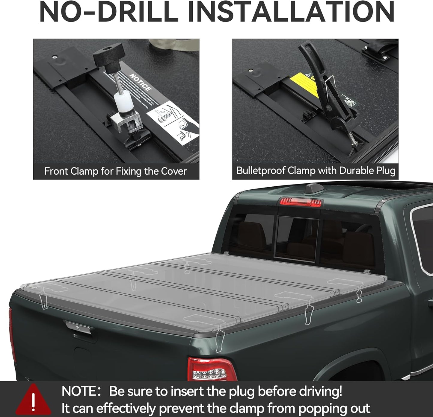 AUTOSAVER88 Hard Quad Fold Truck Bed Tonneau Cover Fit for Chevy Silverado/GMC Sierra 1500 New Body Style 2019-2025 with 5.8ft Bed Without Multi-Flex Tailgate