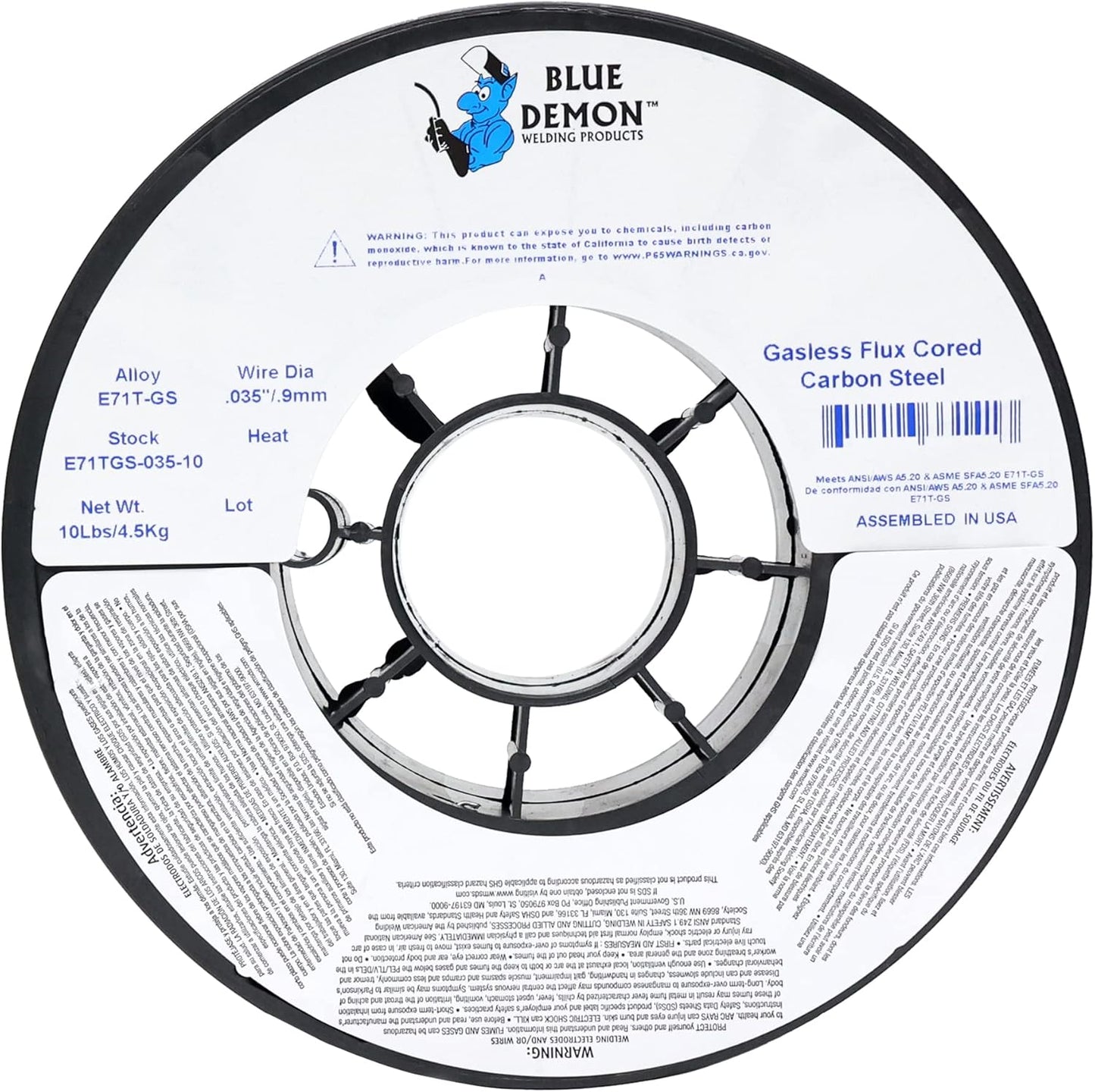 Blue Demon E71TGS .035 X 10# Spool Gasless Flux Core Welding Wire