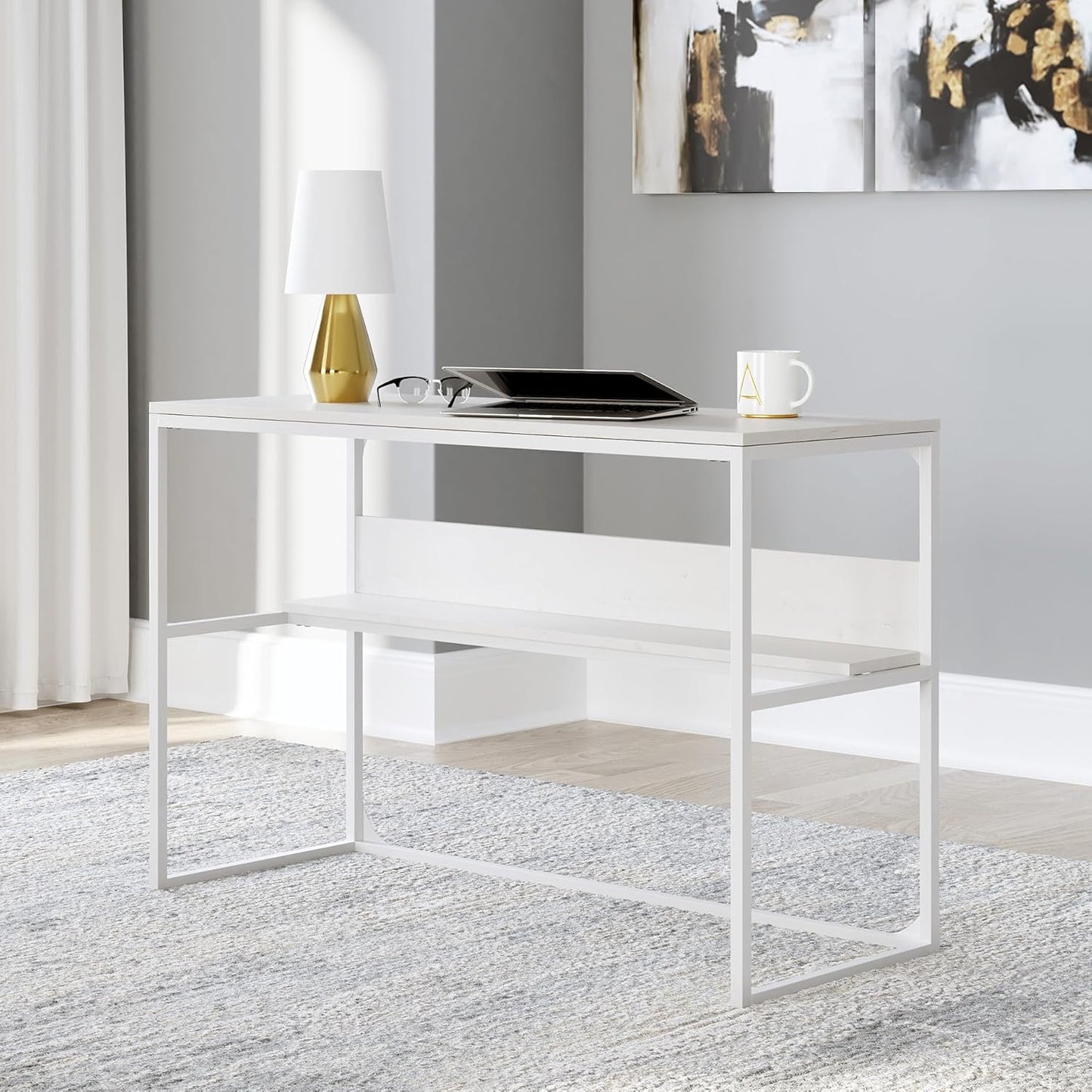 Signature Design by Ashley Deznee Industrial Home Office Desk, White