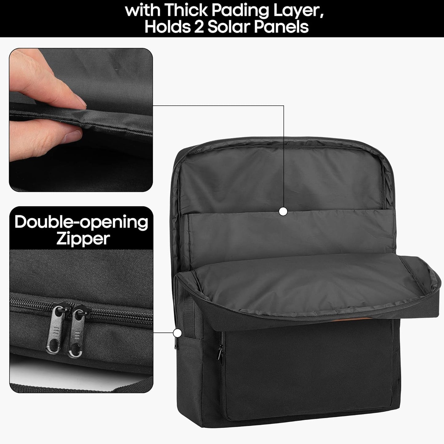 Solar Panel Storage Bag Compatible with Jackery SolarSaga 100W 100X 200W, Padded Travel Carrying Case for 2 Battery Panels, Double-Layer Solar Panel Carrier with Shoulder Strap, Patent Design