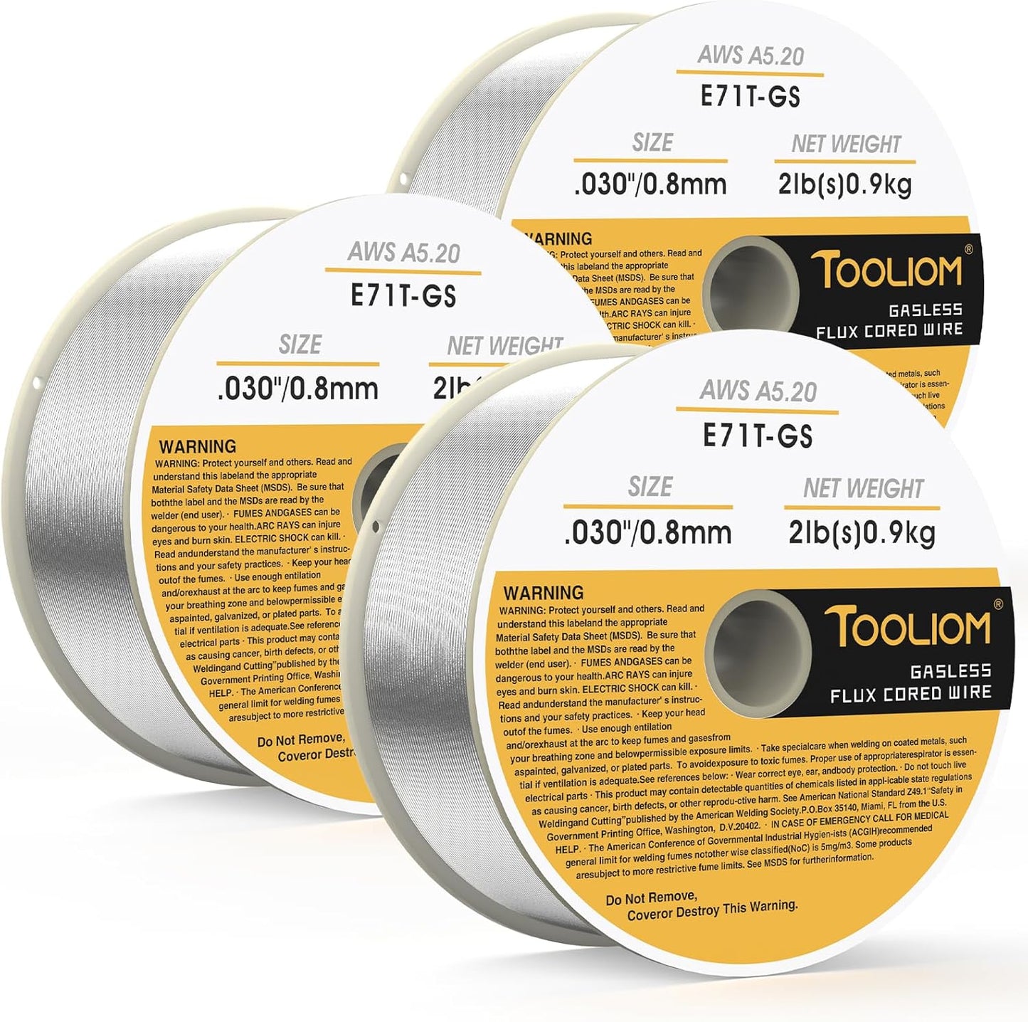 TOOLIOM E71T-GS .035" Diameter 10-Pound Spool Flux Core Self-shielded MIG Welding Wire for Carbon Steel 2 PCS