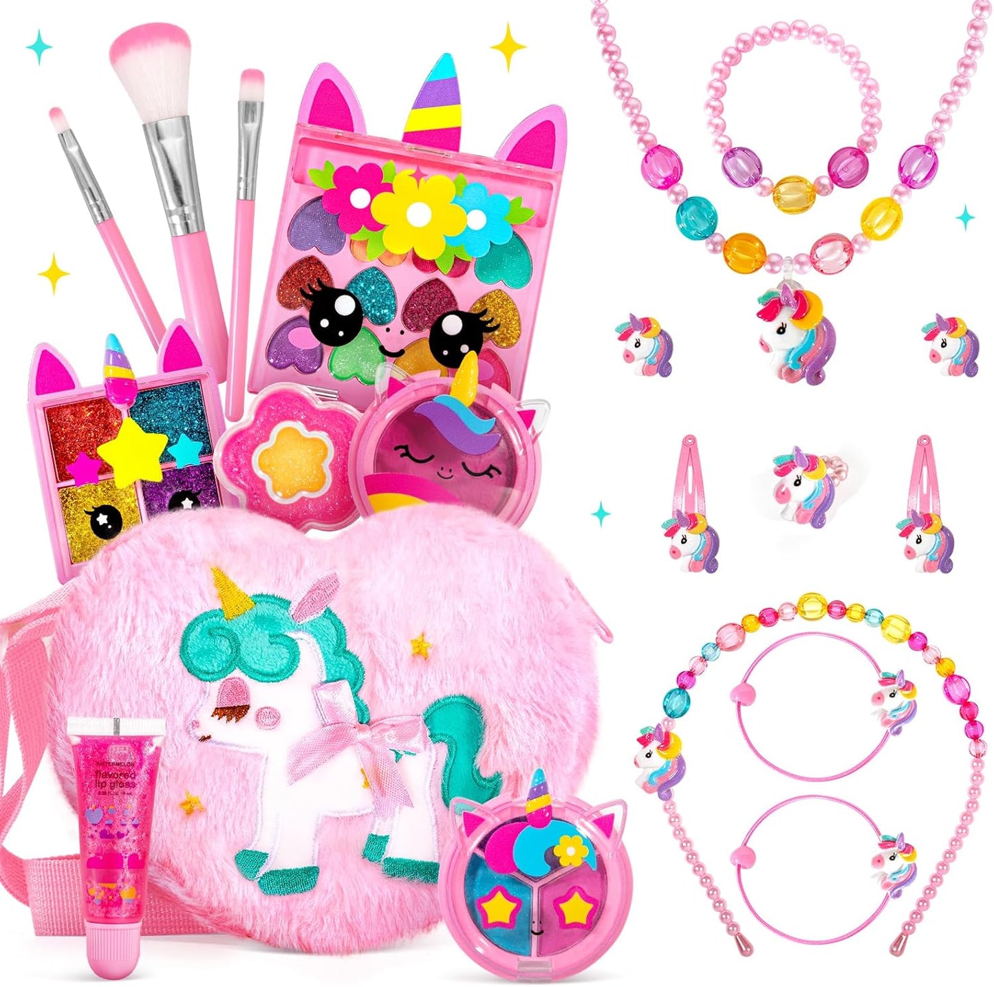 ULOVEME Kids Real Makeup Kit for Little Girls - Real, Non Toxic, Washable Make Up Toy - Umicorn Toys Gift for 3 4 5 6 7 8 9 10 12 Years Old Girls Birthday (Mini Pink Umicorn)