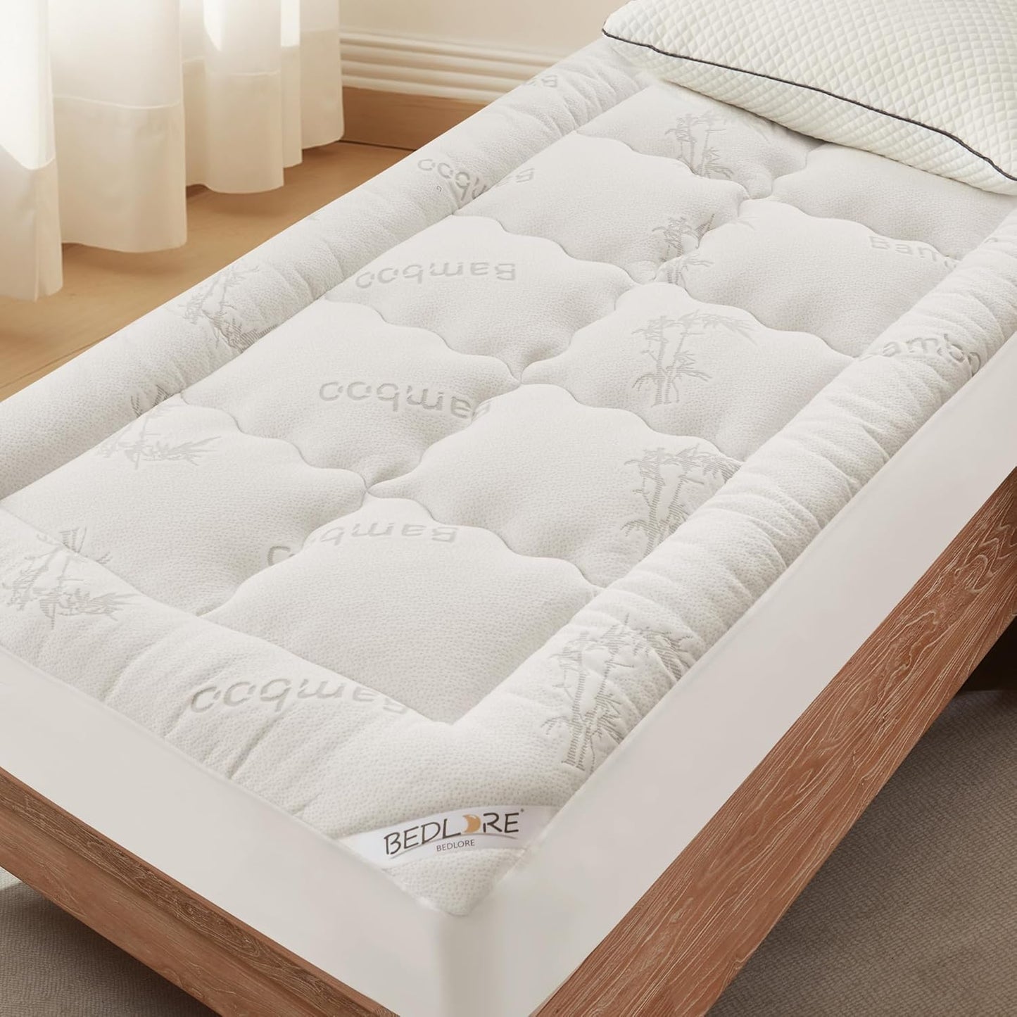 BEDLORE King Mattress Topper Viscose Derived from Bamboo, Thick Pillow Top Mattress Pad with Stretchable Pockets for 6"-18" Mattress, Soft Breathable Mattress Topper for Back Pain Relief(Dark Gray)