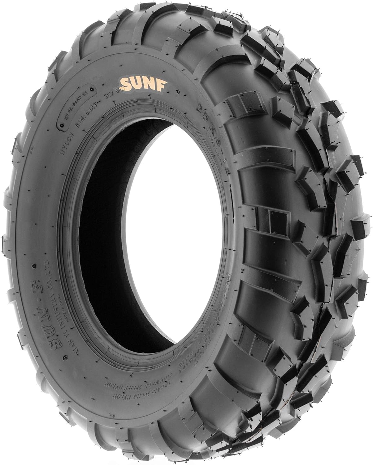 SunF 25x8-12 (25x8x12) ATV/UTV Off-Road Tire, 6PR, Directional Knobby Tread | A010