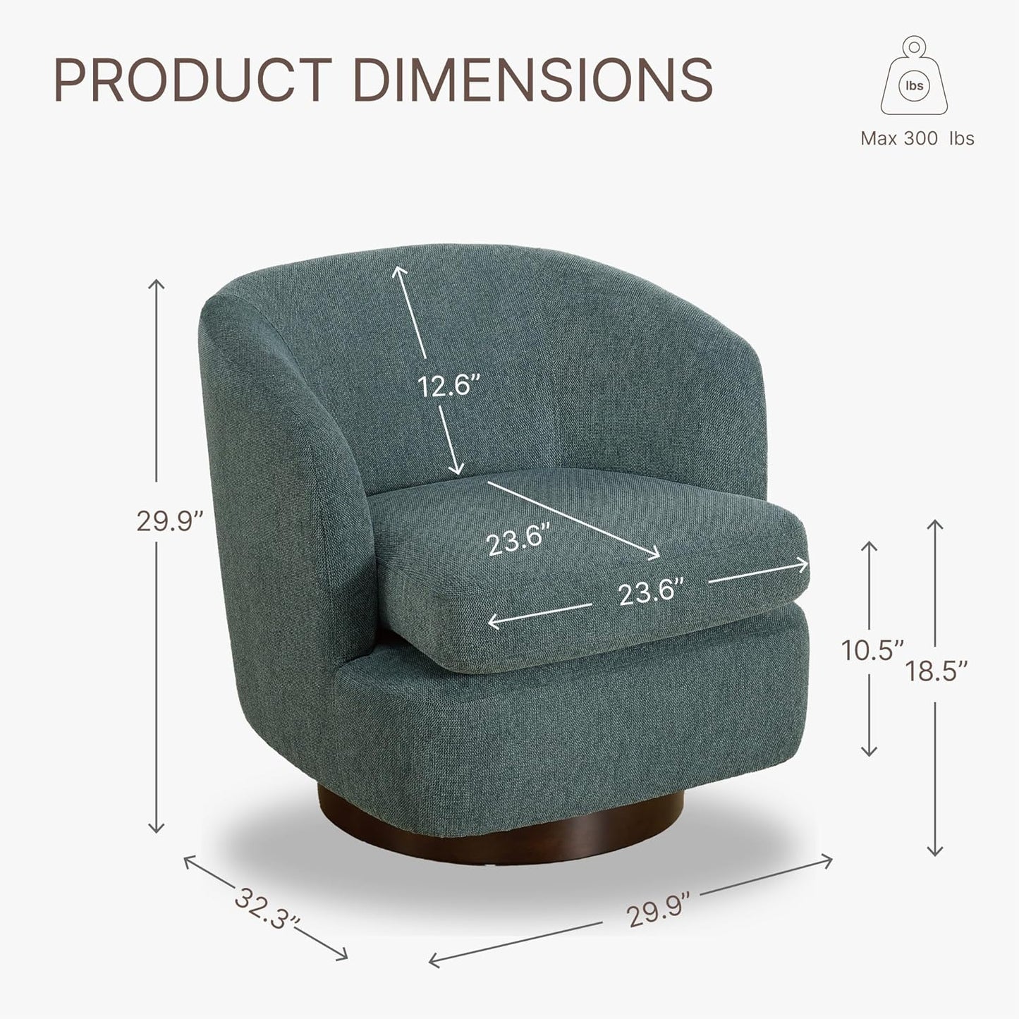 Swivel Accent Chair Modern Barrel Armchair with Wood Base for Bedroom Reading Waiting Living Room,1 PCS