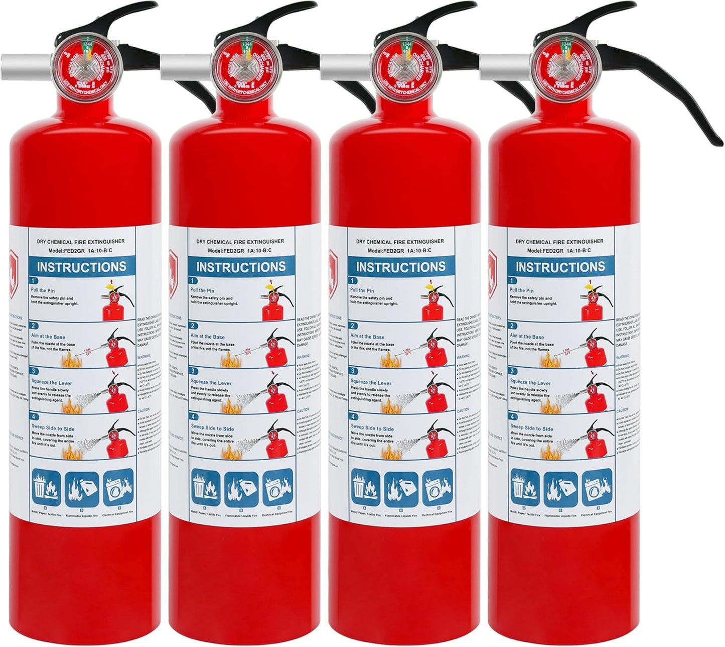 2 Pack ABC Dry Chemical Fire Extinguishers, 2.5 lb 1A:10B:C Rating for Home, Car, Boat, Quick Release Handle, Compact & Portable Dry Powder extinguisher