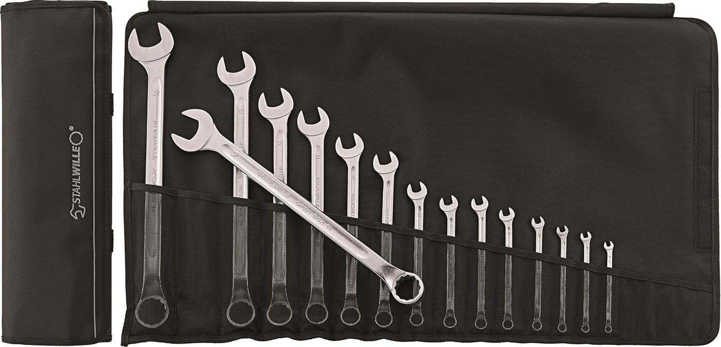 Stahlwille 96401005 14/17 Combination Spanner Set, Open-Box Long, 17 Piece Set, 6.0-22mm Range, High-Performance Quality, Chrome-Alloy-Steel, Made in Germany