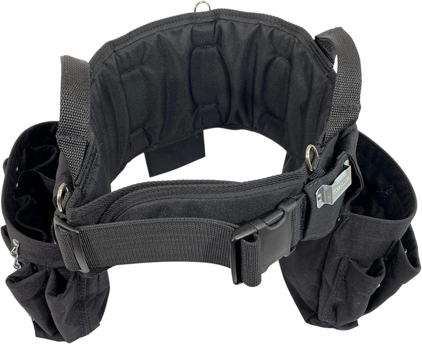 BOULDER BAG Professional Electrician's MAX Combo with Comfort Back Support Tool Belt, Quick Release Buckle, Heavy Duty Work Belt, Black, (Large 33-36 Inches), Made in USA