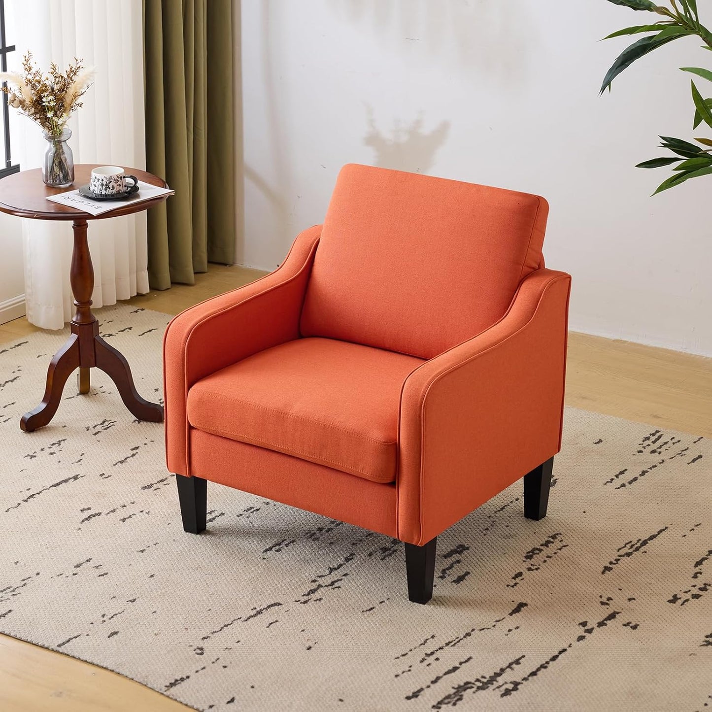 VINGLI Accent Chairs Set of 2 Living Room Chairs Light Brown Reading Chair for Bedroom Scooped Arm Chair Mid Century Modern Accent Chairs Upholstered Comfy Chair for Apartment, Waiting Room