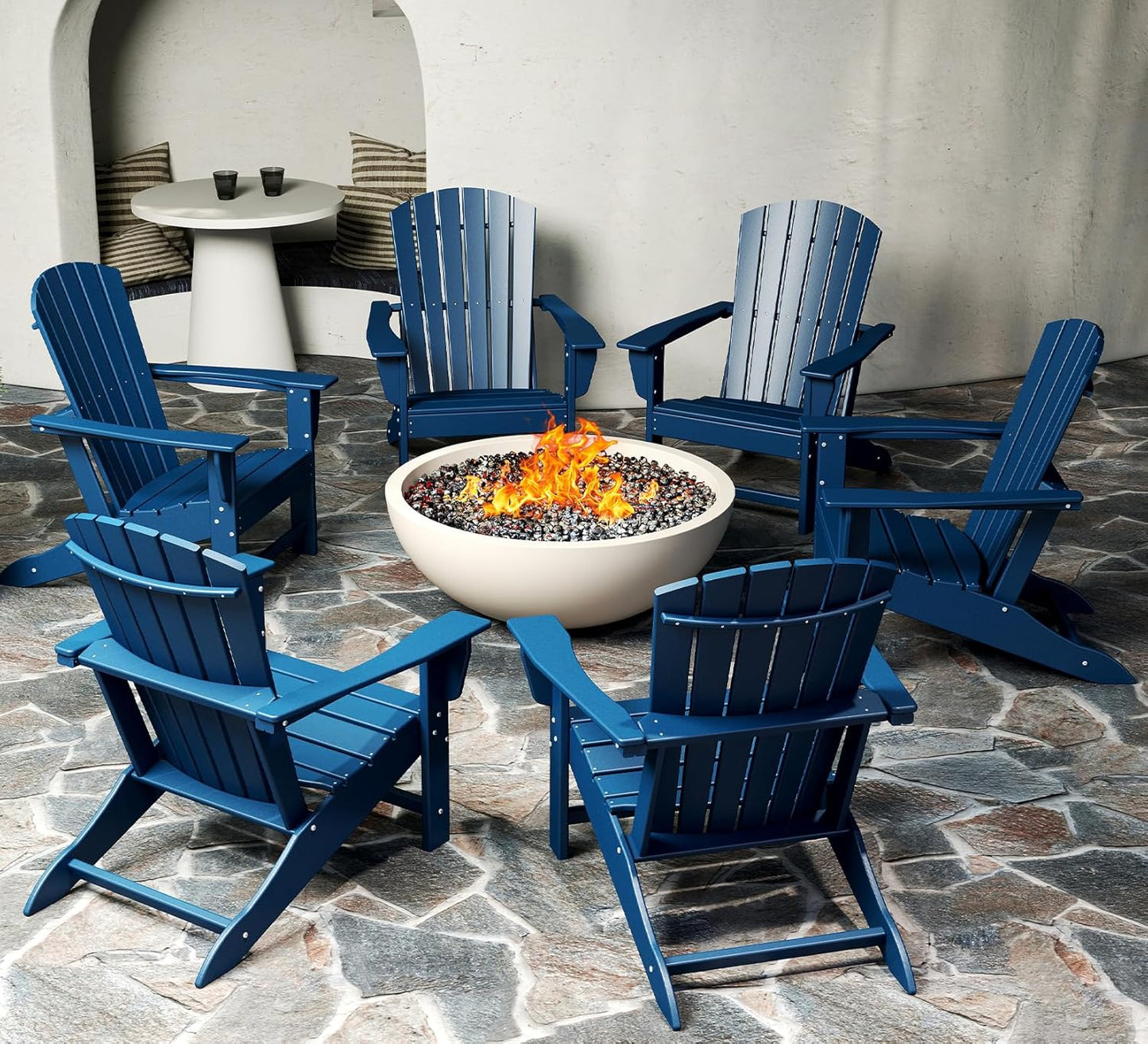 BRIOPAWS Adirondack-Chairs-Set of 4 | Fire Pit Chair | Oversized | HDPE Plastic | Weather Resistant | for Deck Outdoor Poolside Campfire | Blue