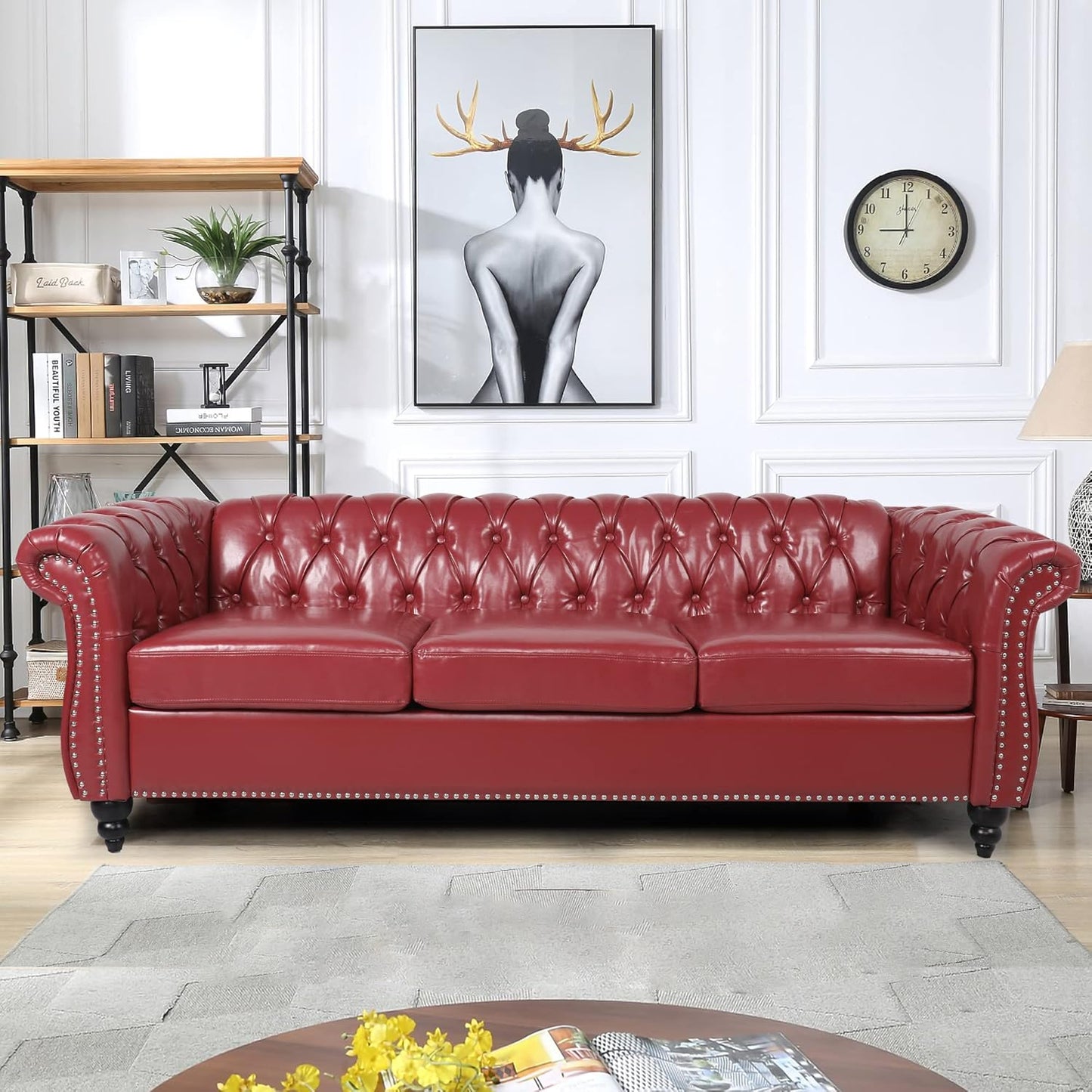 AVZEAR Modern Upholstered Accent Chair, Mid-Century Modern Armchair Single Sofa Chair, Tufted Lounge Reading Chair with Pillow for Living Room, Bedroom, Office (White)