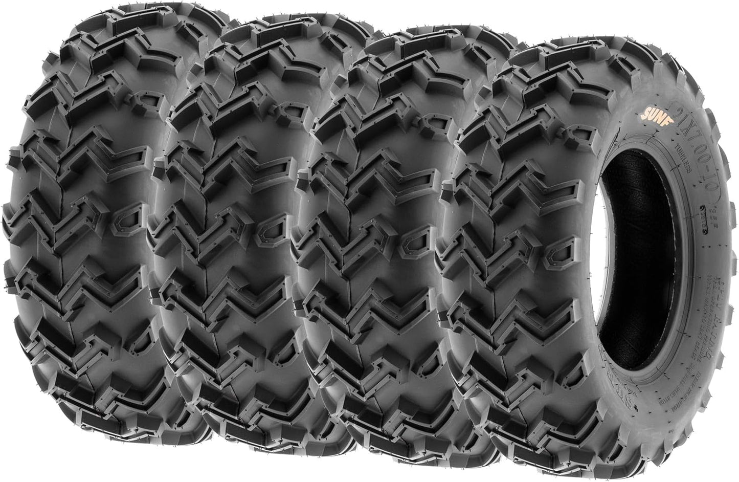 SunF 21x7-10 Front & 22x10-10 Rear 6 Ply ATV/UTV Off Road Tires A001, (Set Bundle of 4)