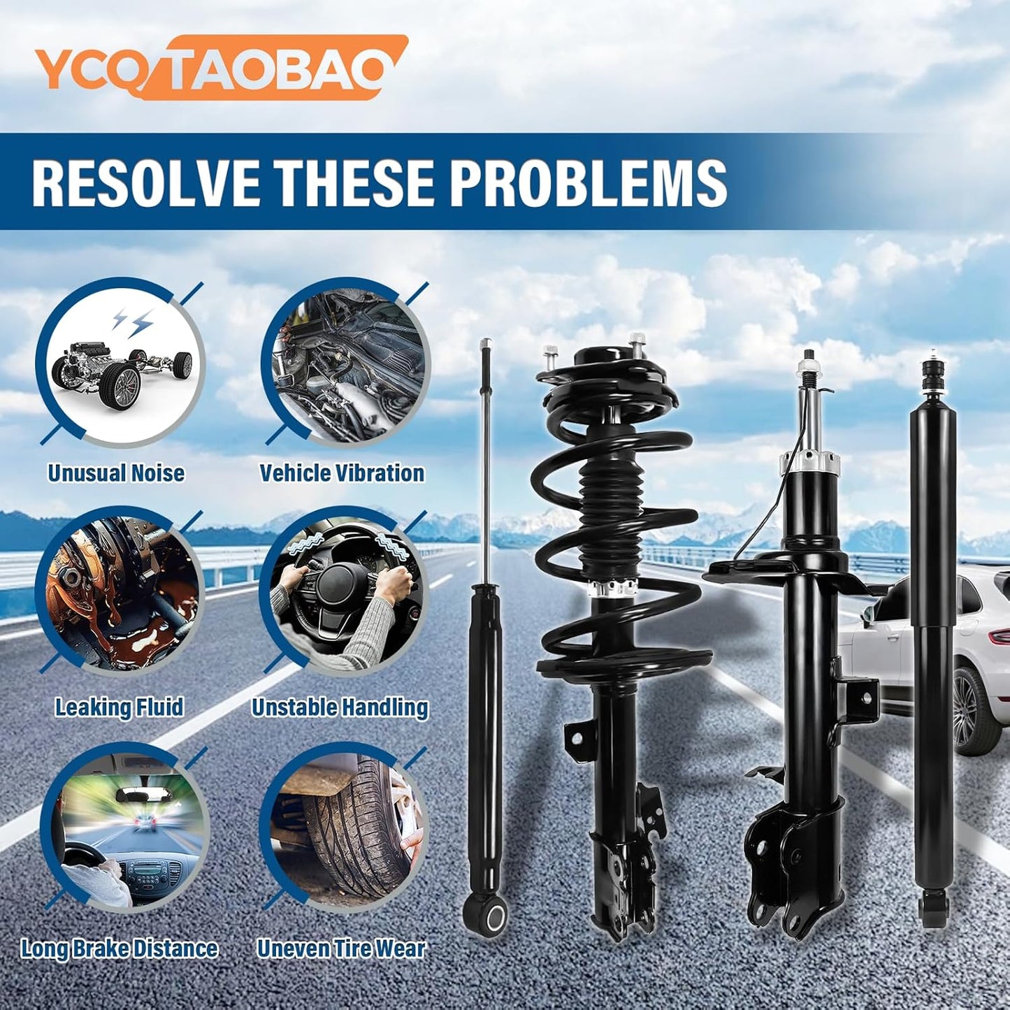 Struts and Shocks Complete Assembly - 4Pcs Front and Rear Left Right Shocks & Strut and Coil Spring Assembly YCQTaoBao Compatible with BMW 323i Compatible with BMW 328i 1999