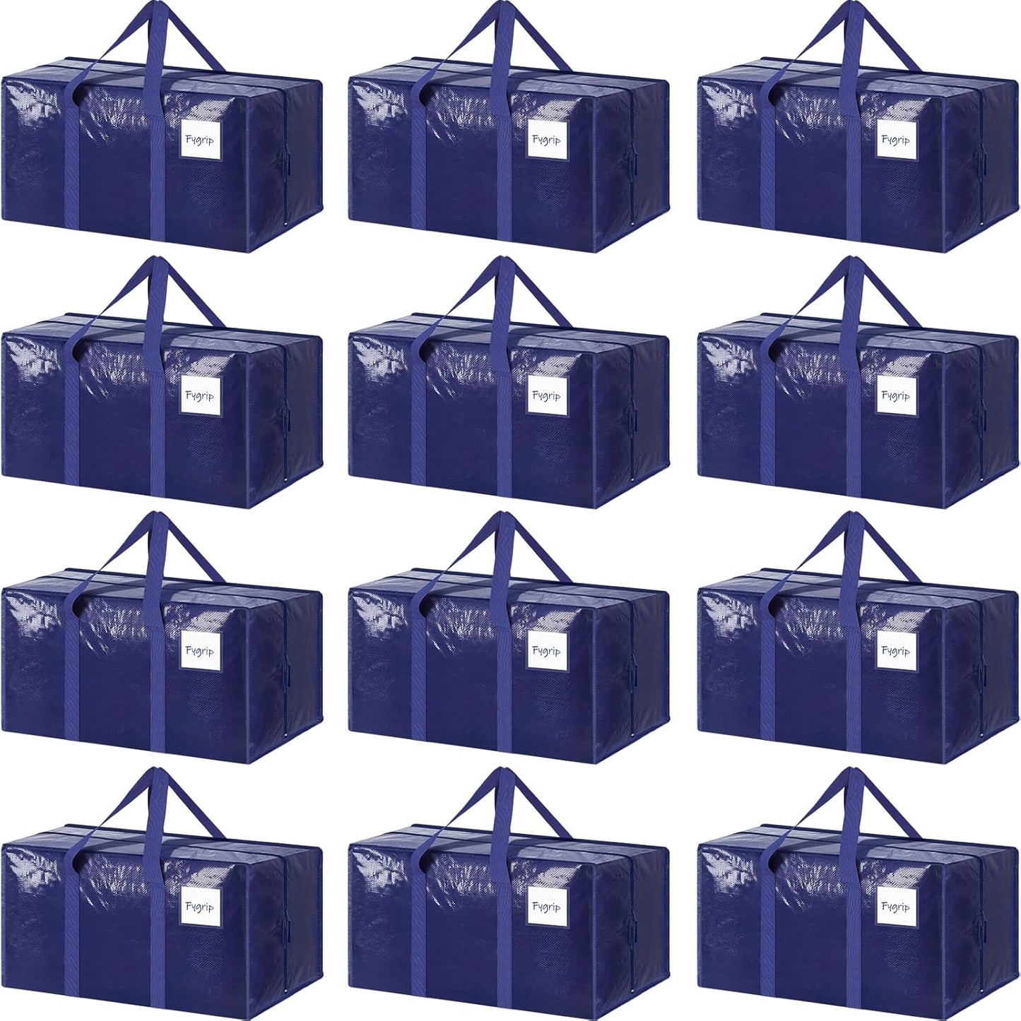 6 Pack Extra Heavy Duty Large Moving Bags with Strong Zipper & Comfortable Handles, Sturdy & Durable Clothes Storage Bags Totes Bins, Blue Packing Moving Boxes for College Supplies, Dark Blue