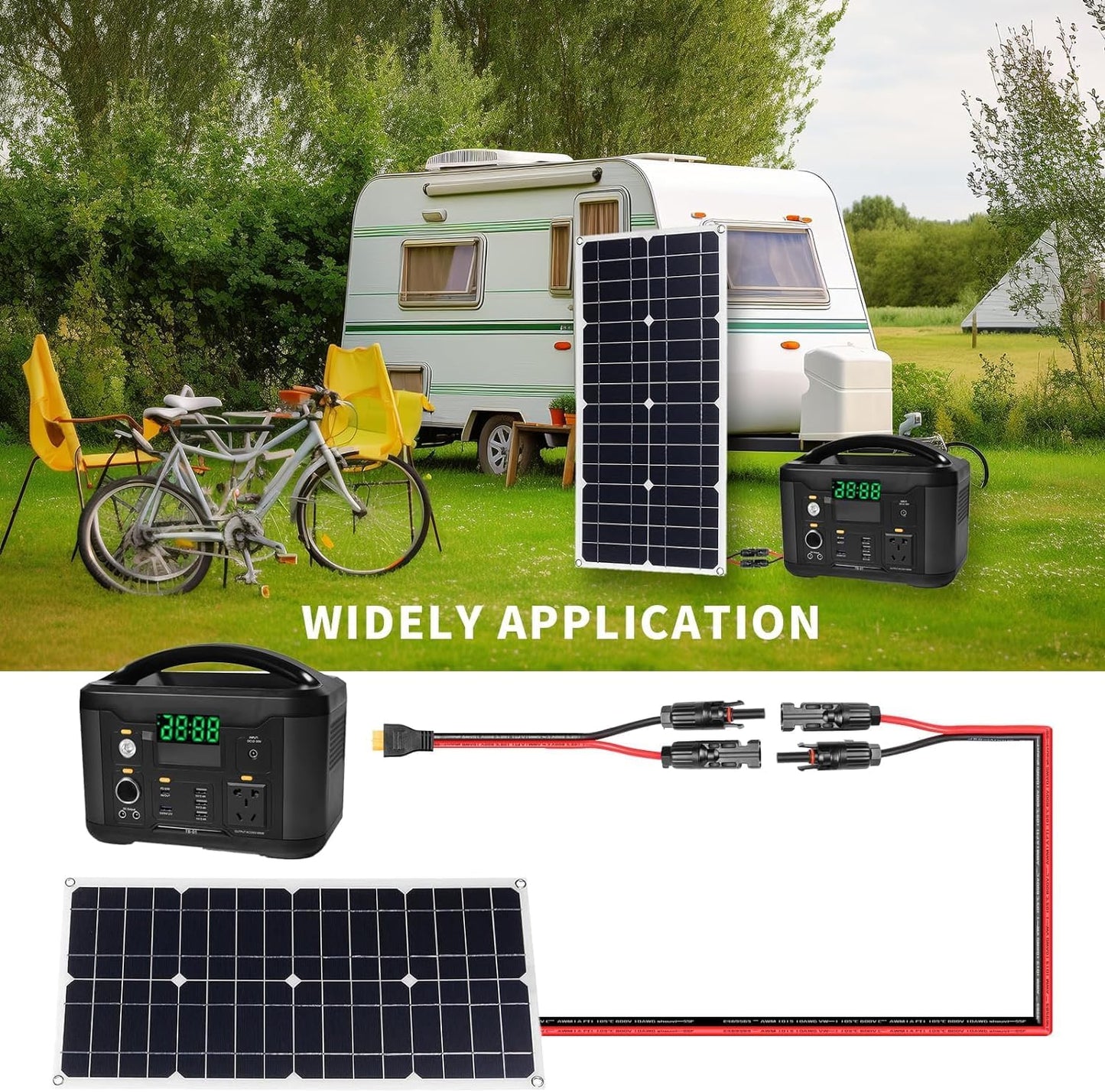 Ansoufien Solar Panel Connector to XT60 Connector Cable 30FT, 10AWG Solar to XT60 Charge Extension Cable XT60 (Plug Female) Cable for RV Folding Solar Panel, Portable Power Station, Solar Generator