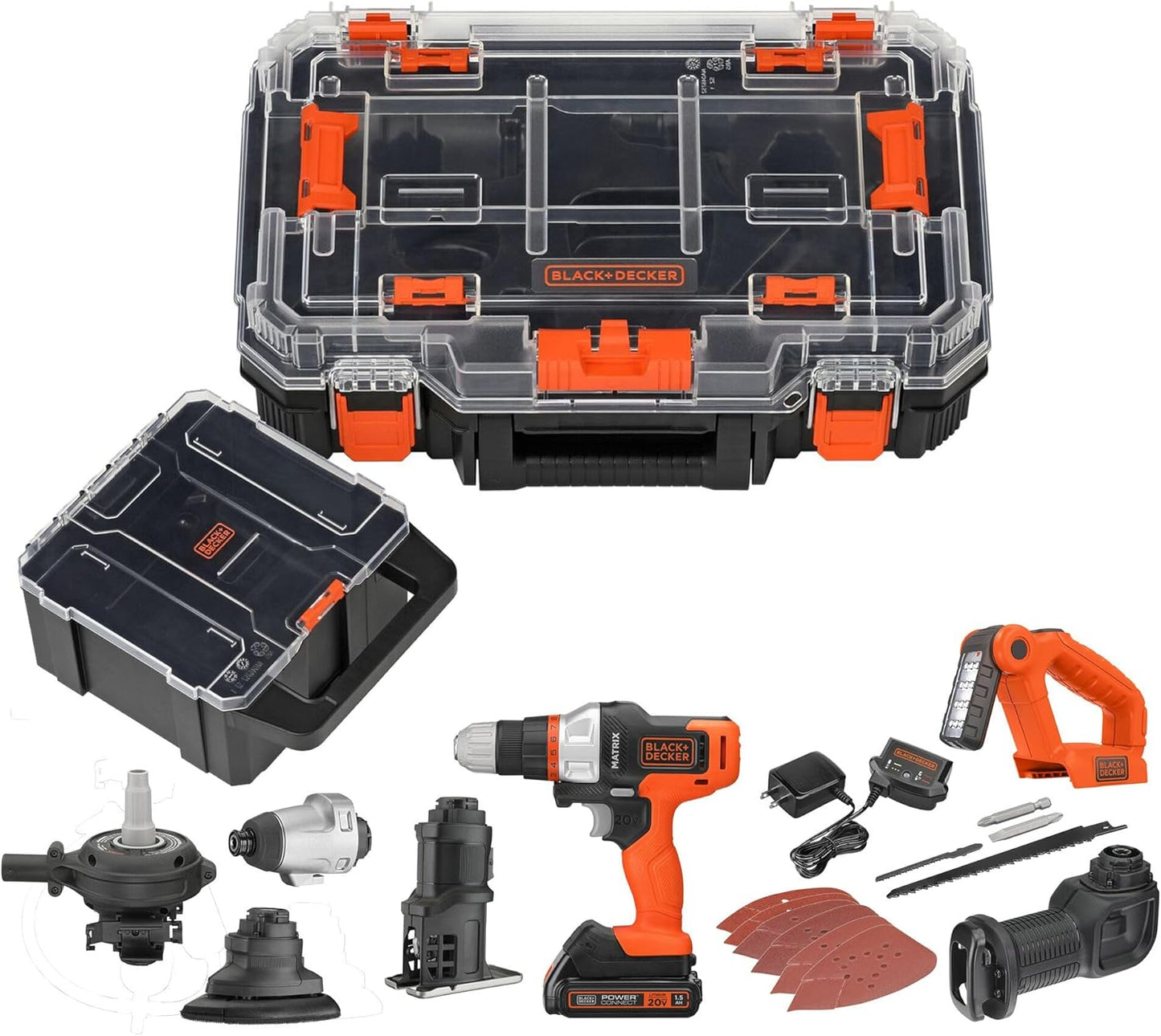 BLACK+DECKER MATRIX 20V MAX Power Tool Combo Kit, Cordless Power Tool Set with Battery and Charger Included, 10 Piece (BDCDMT1210KITC1