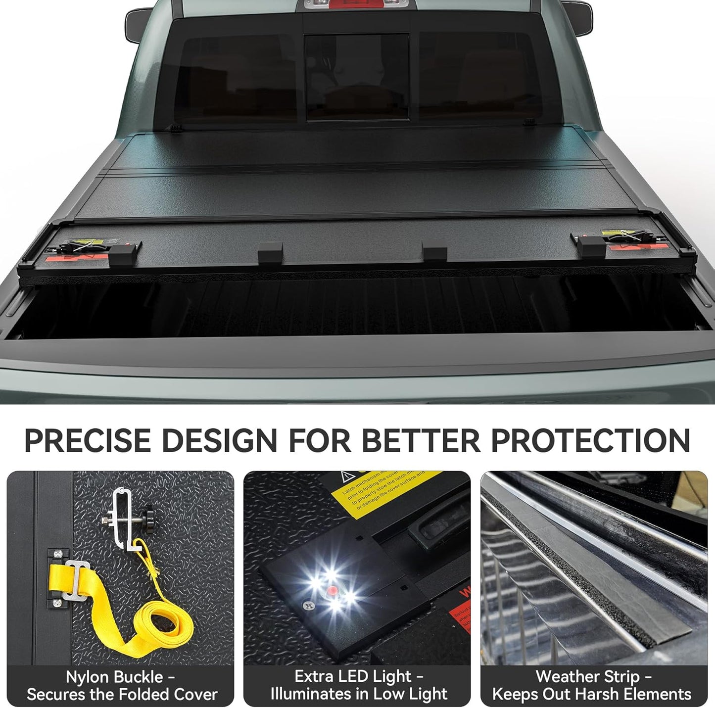 AUTOSAVER88 Hard Quad Fold Truck Bed Tonneau Cover Fit for Chevy Silverado/GMC Sierra 1500 New Body Style 2019-2025 with 5.8ft Bed Without Multi-Flex Tailgate