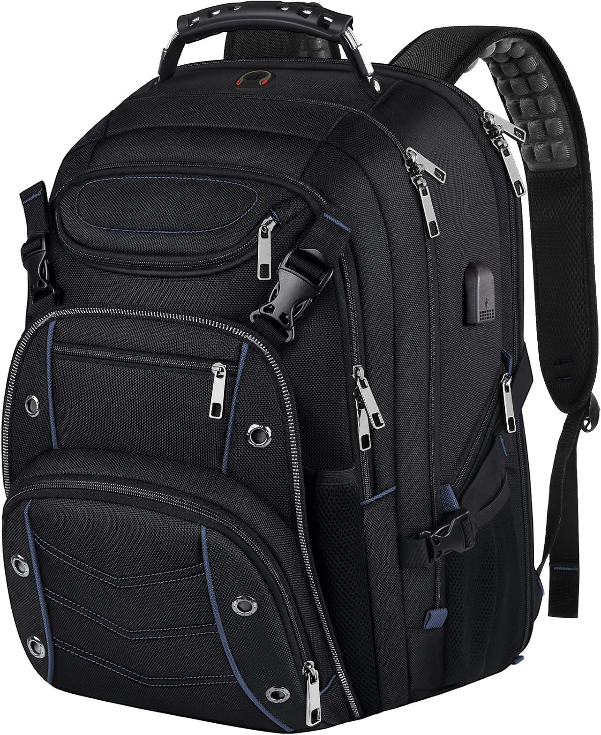 VECKUSON 18.4 Laptop Backpack for unisex, 60L Extra Large Gaming Laptops Back Bag with USB Charger Port,TSA Friendly Flight Approved and RFID Anti-Theft Pocket Heavy-duty Pack,21.3*15.7*11.8inch Grey