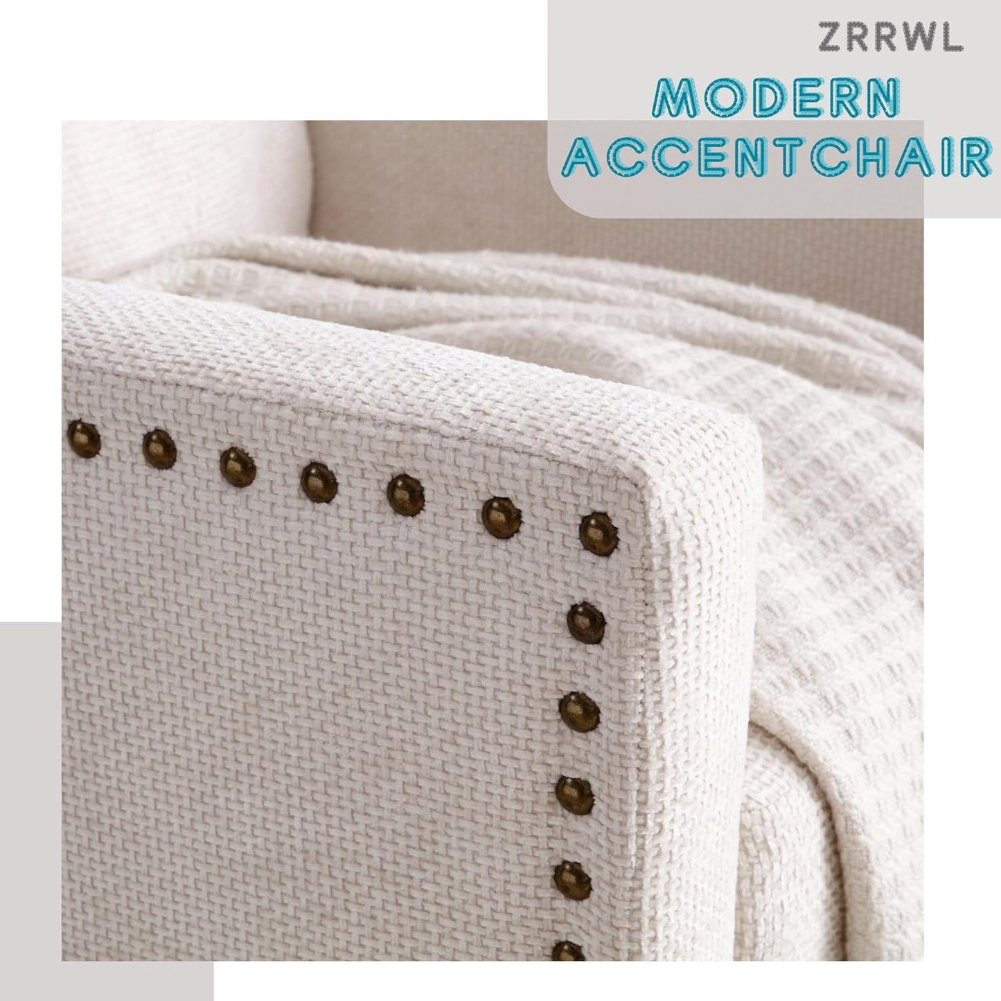 Swivel Accent Chair Oversized Arm Chair with Chenille Fabric Comfy Reading Barrel Chair Modern Living Room Chair with Thick Soft Cushion Wide Single Sofa Chair for Living Room (Beige, Set of 2)