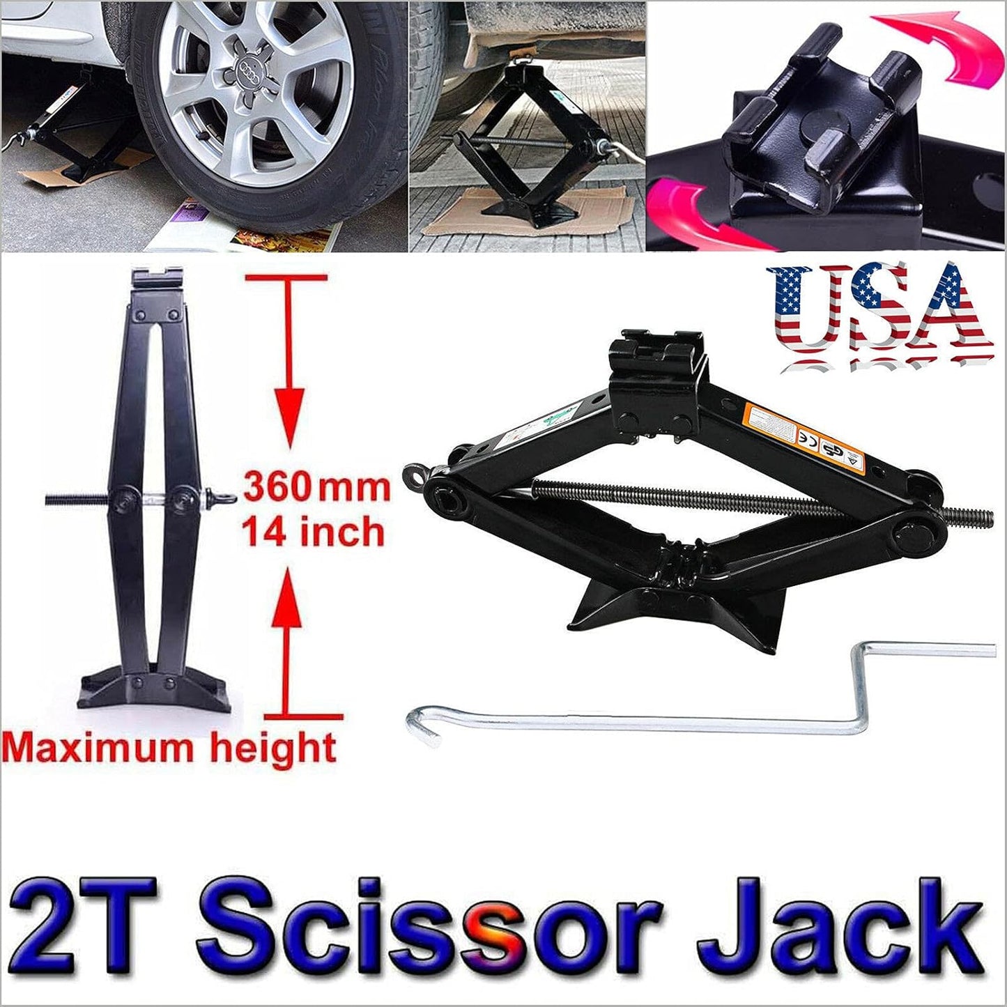 Truck Spare Tire Repair Tool Kit for Chevrolet GMC Silverado Sierra 1500 2500 3500 (2000-2014) with Scissor Jack 2 Ton Capacity with Speed Handle with Tire Lug Nut, Jack Hook, Extension Segments