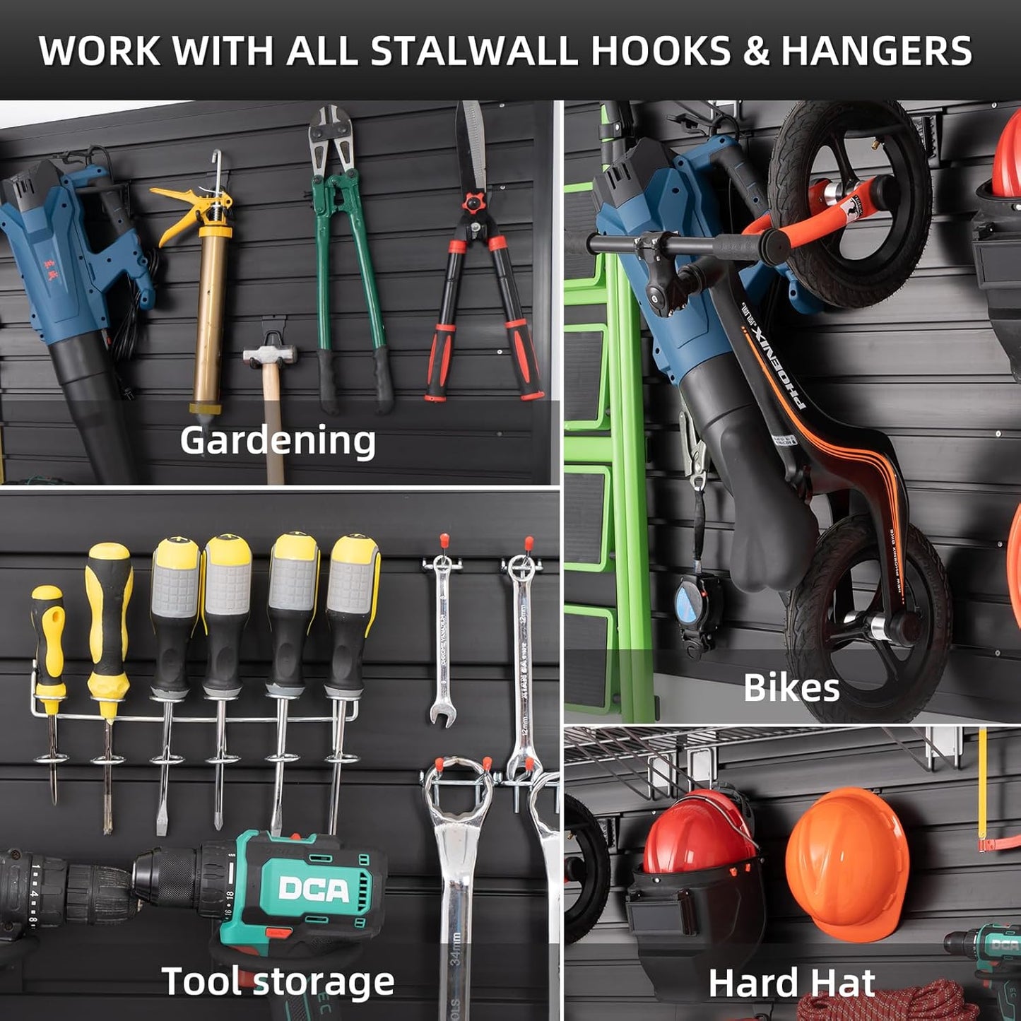 Slat Wall Paneling Garage Wall Organizer, Black Slatwall Panels 4'x8' Garage Tool Organizer Wall Mount Garage Slat Wall Storage Systems, Slat Board PVC Wall Panels Garage Storage Organization Product