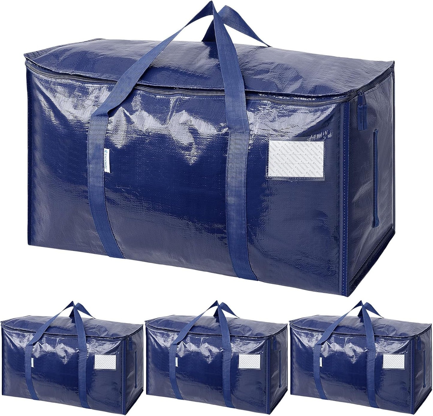 TICONN 6 Pack Extra Large Moving Bags with Zippers & Carrying Handles, Heavy-Duty Storage Tote Moving Boxes for Space Saving