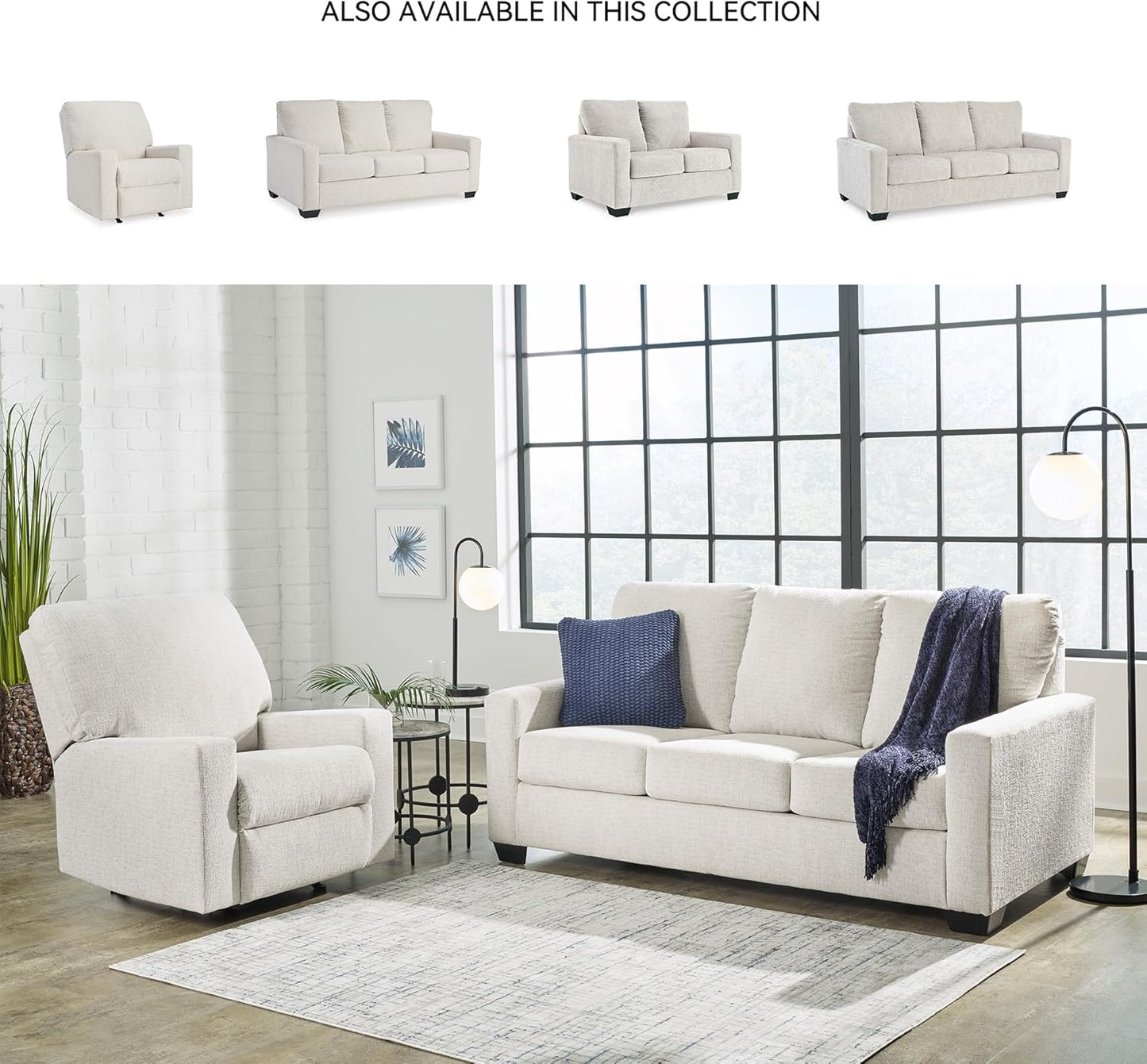 Signature Design by Ashley Rannis Casual Manual Rocker Recliner, White
