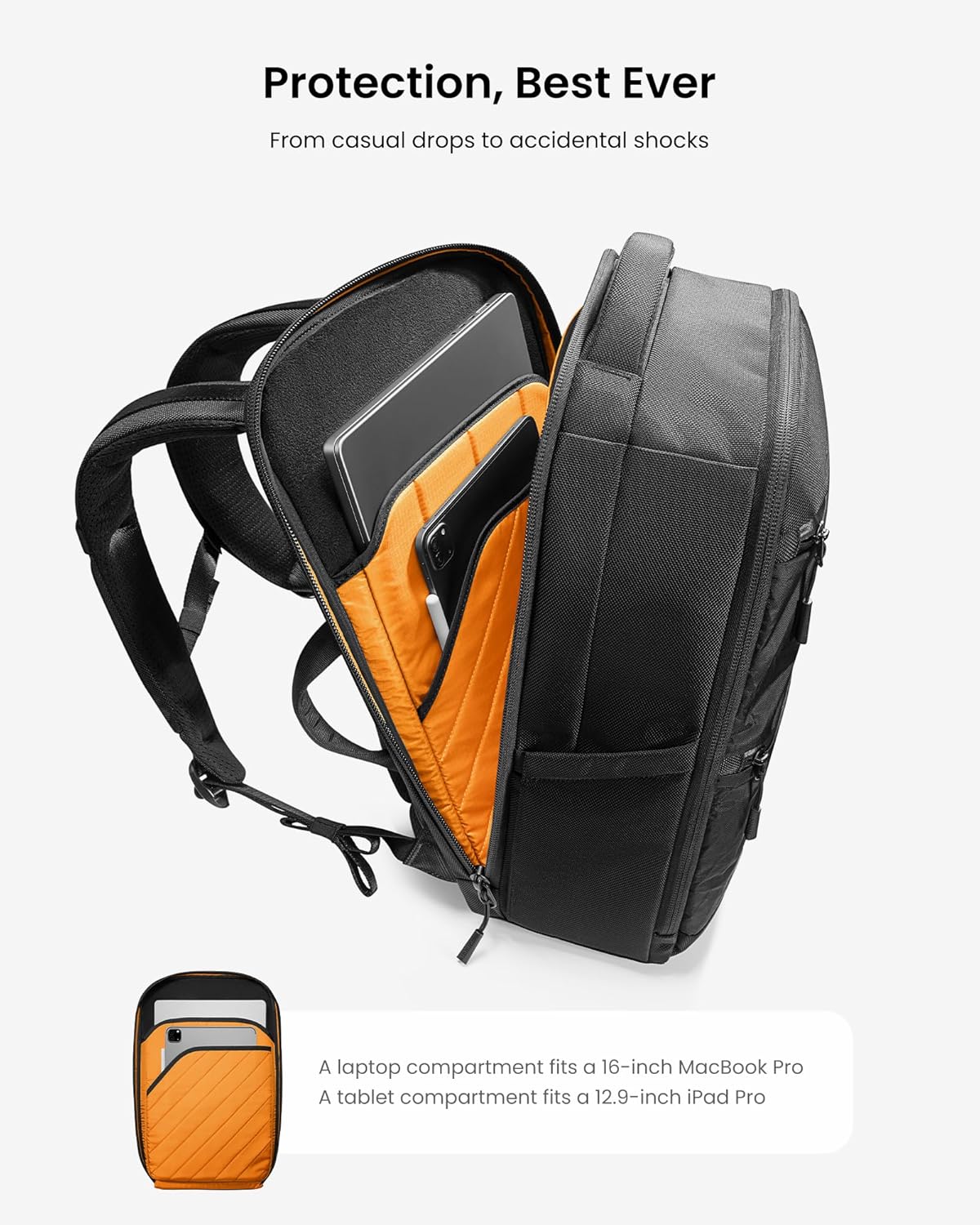 tomtoc Laptop Backpack X-Pac Techpack Designed for Business Professional Commuter, City Compact Backpack for 16-inch MacBook Pro, Black