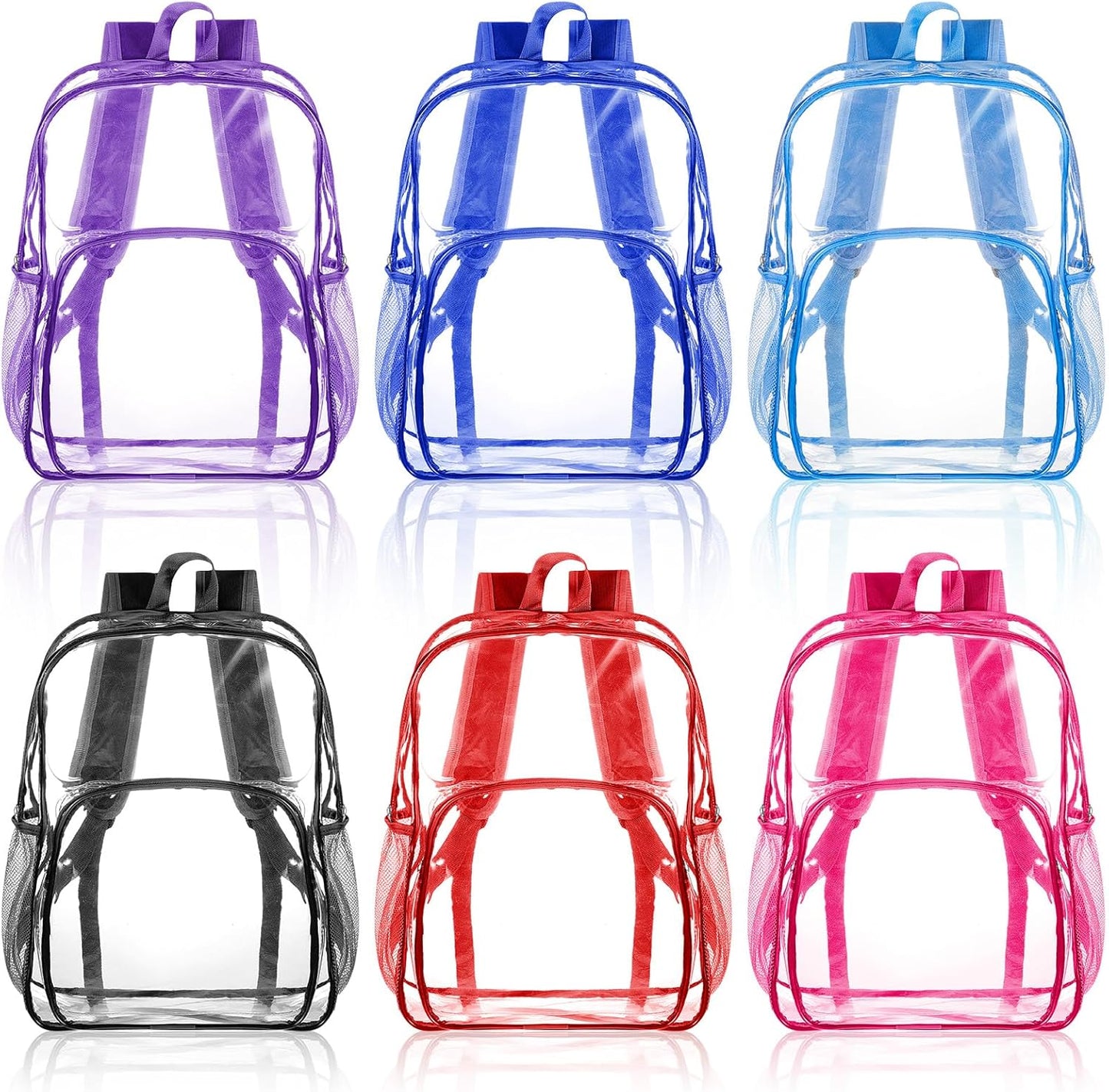 Amylove 48 Pcs Clear Backpack for Stadium Events Heavy Duty PVC Transparent Bookbag for College Workplace Security (15 Inches,Black)