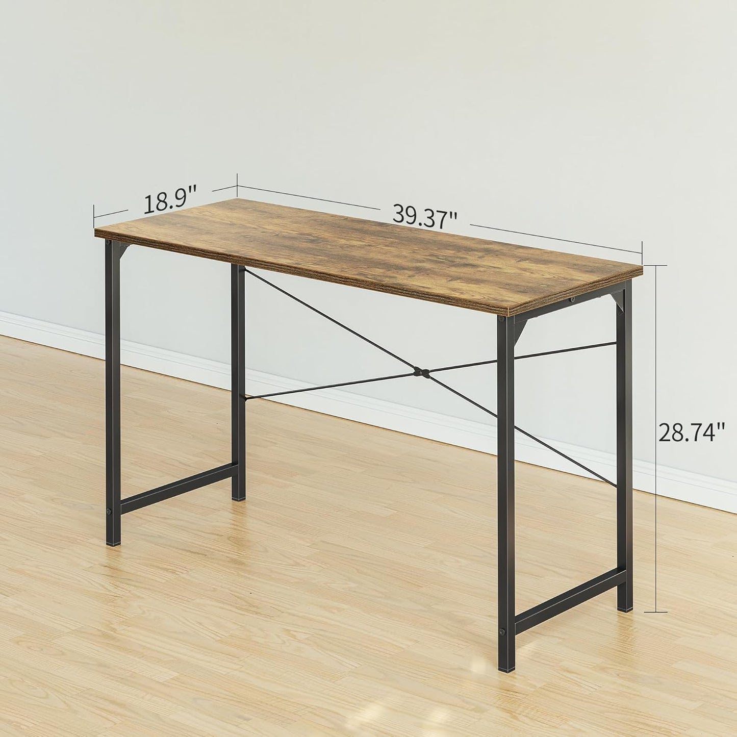 BANTI Computer Desk, 47 inch Home Office Desk, Modern Simple Style PC Table for Home, Office, Study, Writing, Rustic Brown