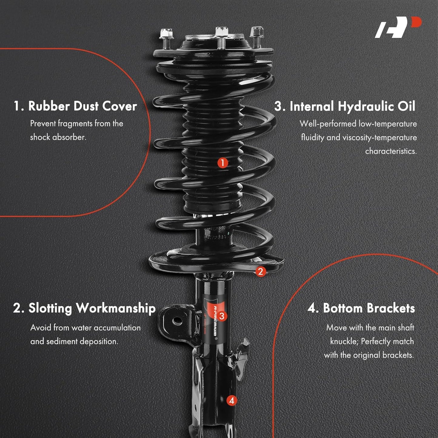 A-Premium Front Pair (2) Complete Strut & Coil Spring Assembly Compatible with Toyota Prius 2010-2015, Driver and Passenger Side