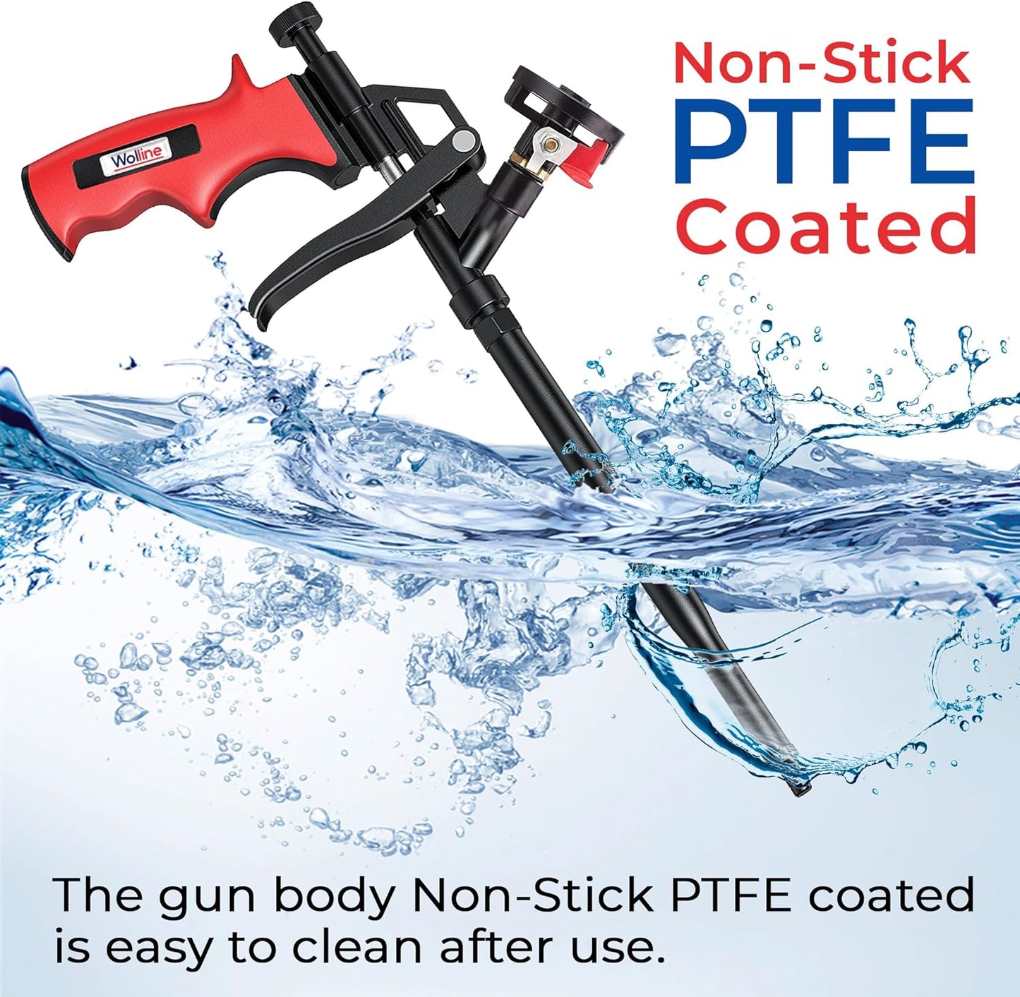 Spray Foam Gun, Wolline (12 Foam Gun + 48 Nozzle) Spray Foam Insulation Gun, Teflon-Coated Professional Expanding Spray Foam Applicator, Foam Dispensing Gun, Insulating Foam Applicator Red - 12 Pack