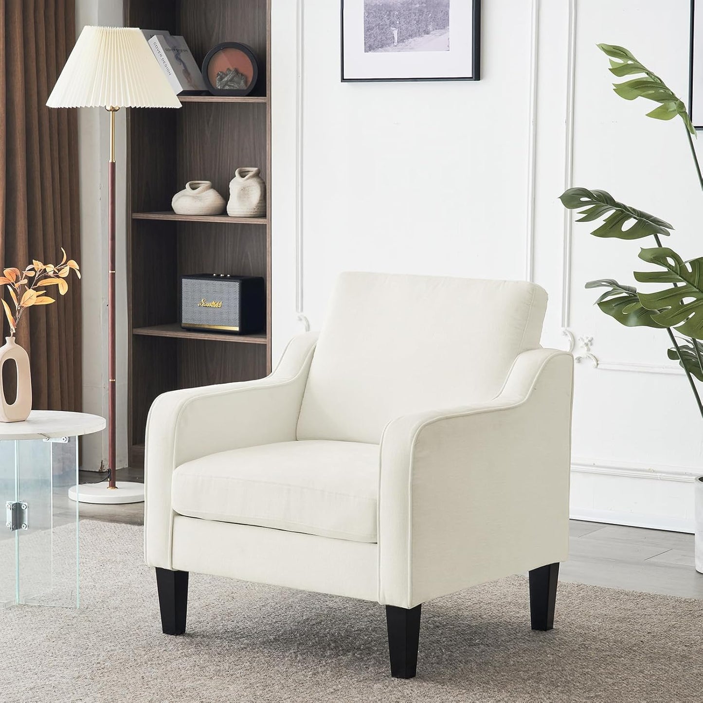 VINGLI Accent Chairs Set of 2 Living Room Chairs Light Brown Reading Chair for Bedroom Scooped Arm Chair Mid Century Modern Accent Chairs Upholstered Comfy Chair for Apartment, Waiting Room