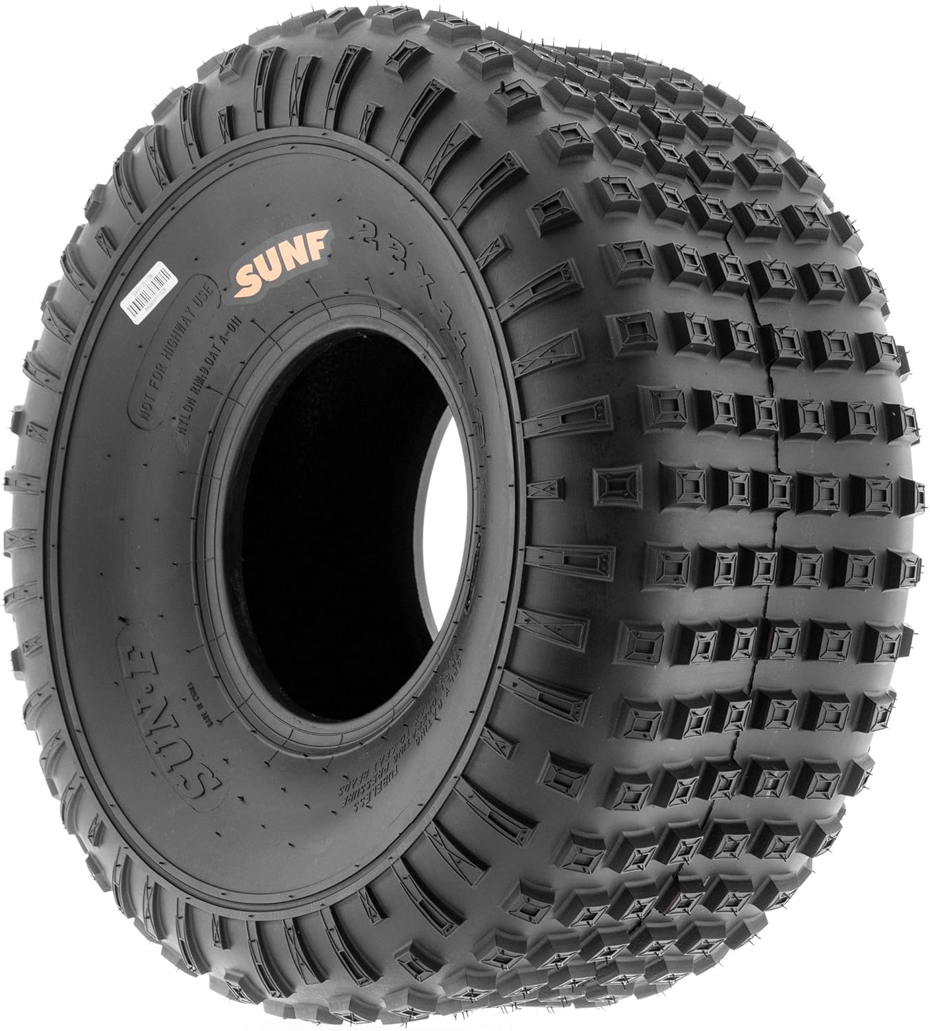 SunF A011 Sport XC ATV Golf-Cart Lawn-Mower Tire 22x11-8, 6 PR, Square-Knobby Tread, Tubeless
