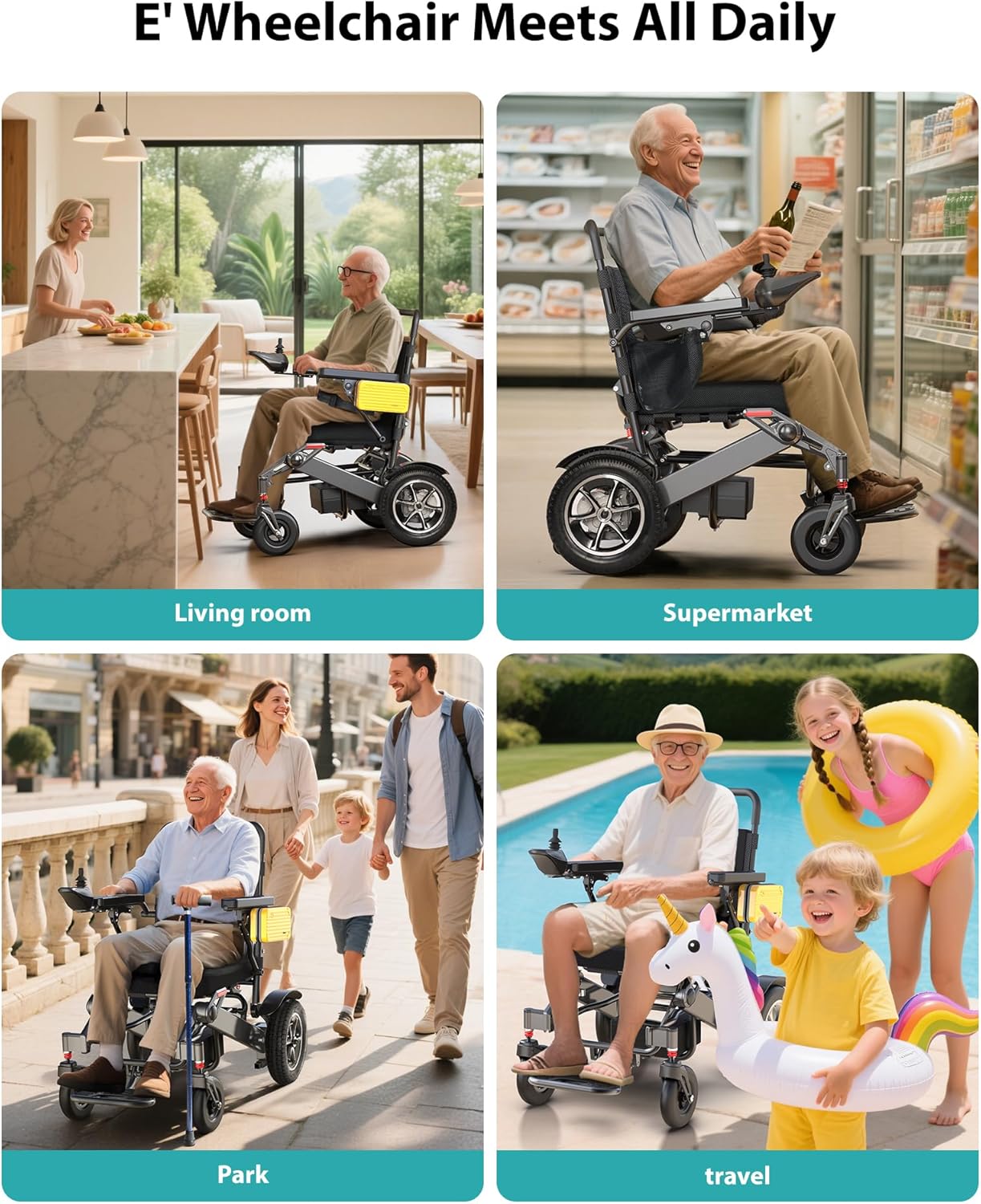 30 Miles Range Electric Wheelchairs for Adults, 500W All Terrain Mobility Electric Wheelchair, Lightweight Foldable Power Motorized Wheelchair for Seniors, 400 lbs Capacity