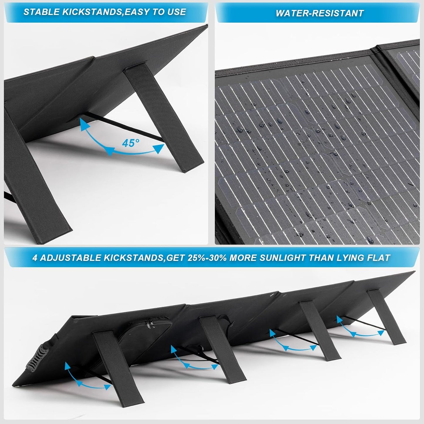 100W 12V Foldable Solar Panel – Monocrystalline Portable Charger for Camping, Laptop & Smartphone with 5V USB & 18V DC Output