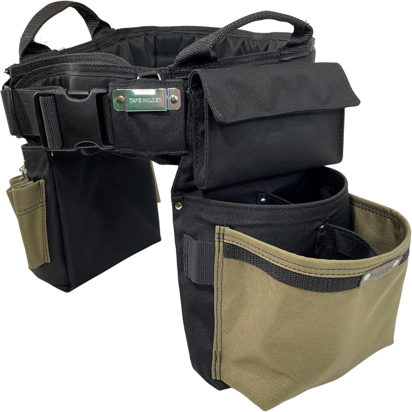 BOULDER BAG Ultimate Electrician's MAX Combo with Comfort Back Support Tool Belt, Quick Release Buckle, Heavy Duty Tool Belt, Tan (Medium 28-32 Inch Waist), Made in USA