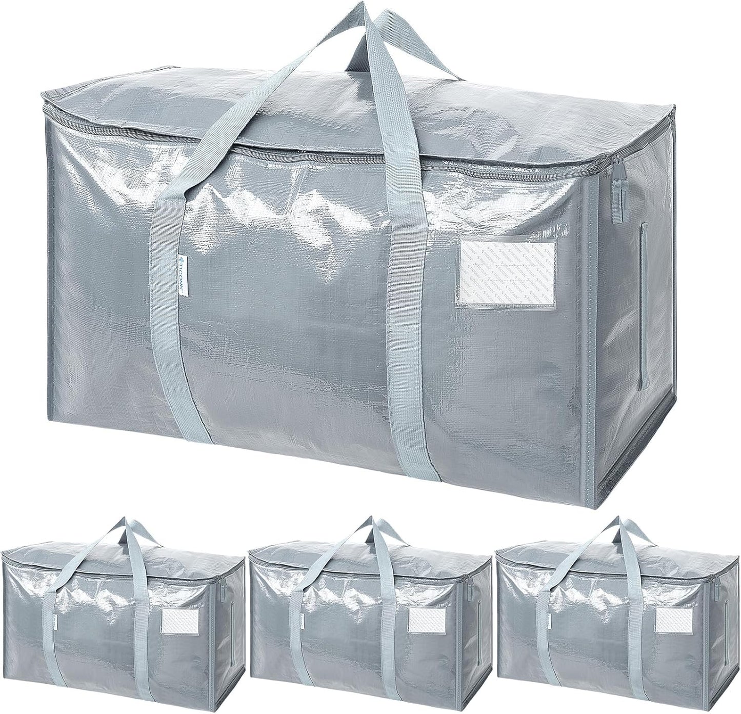 TICONN 6 Pack Extra Large Moving Bags with Zippers & Carrying Handles, Heavy-Duty Storage Tote Moving Boxes for Space Saving