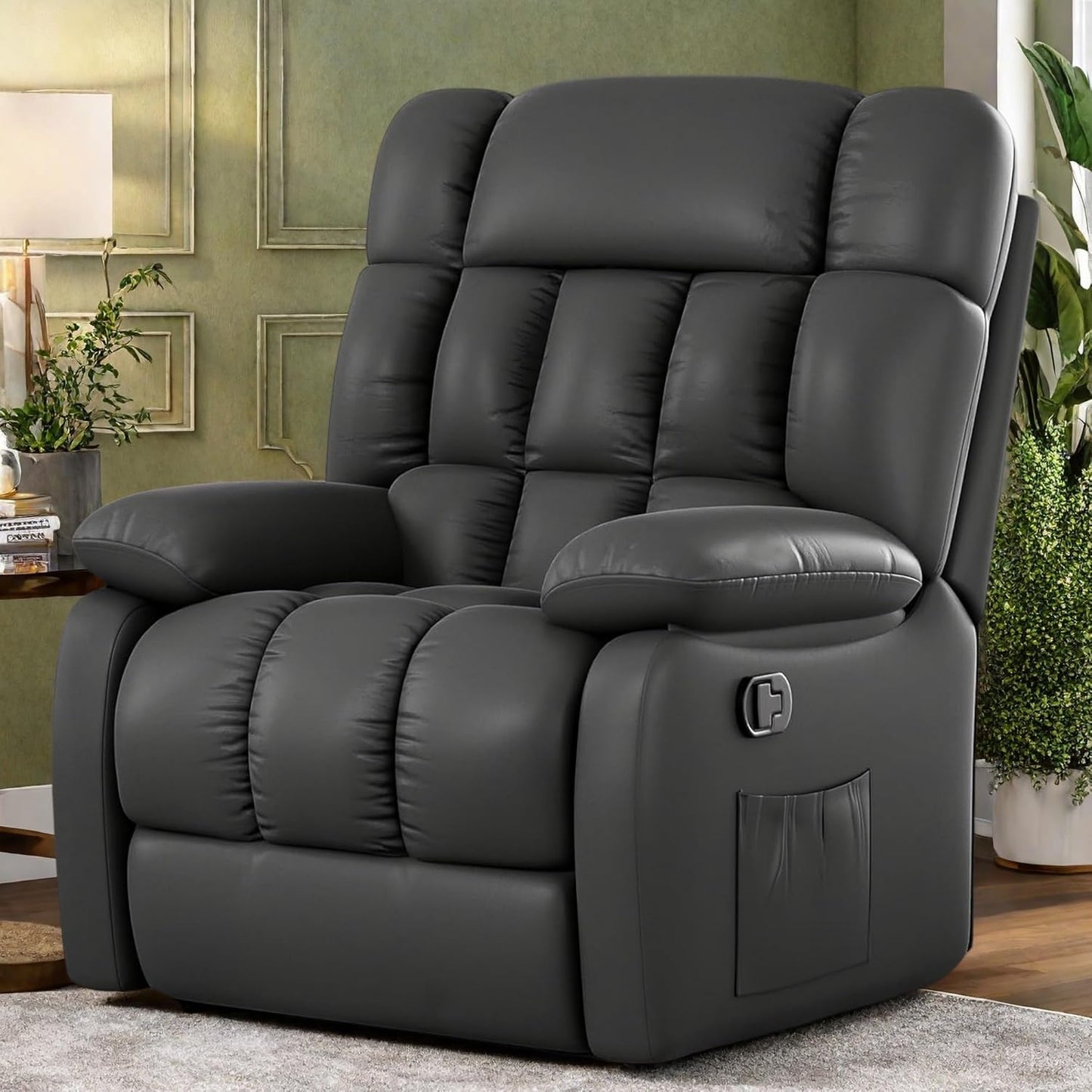 Swivel Rocker Recliner with 360 Degree Swivel, Small Recliners with 30 Degree, 90-150 Degree Angle, Faux Leather Lift Chair for Home Theater Seating, Adults, Living Room, Bedroom, Black