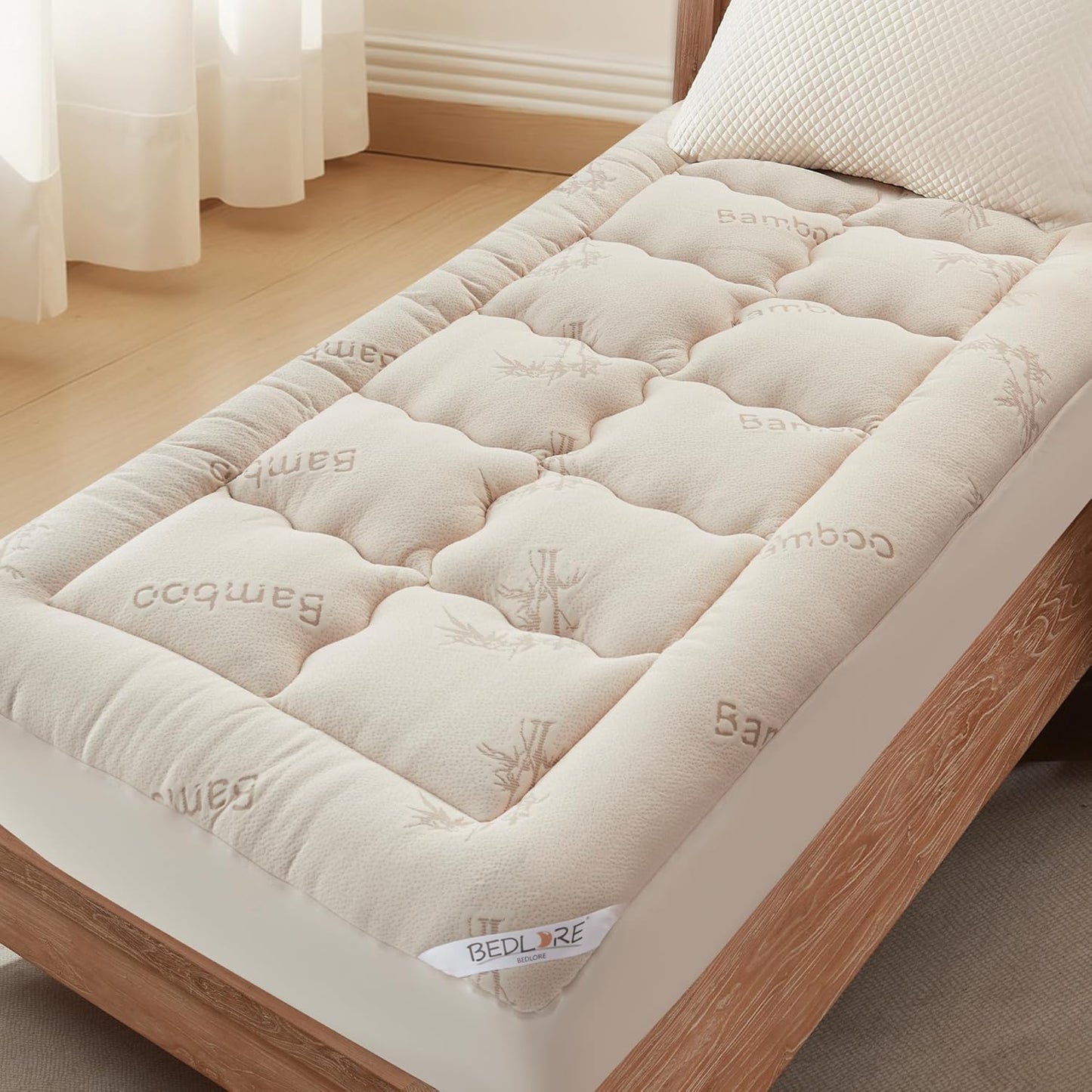 BEDLORE King Mattress Topper Viscose Derived from Bamboo, Thick Pillow Top Mattress Pad with Stretchable Pockets for 6"-18" Mattress, Soft Breathable Mattress Topper for Back Pain Relief(Dark Gray)